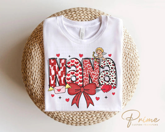 Valentine's Day DTF Transfer, Ready to Press, T-shirt Transfer, Heat Transfer, Direct to Film, Love, Grandparent, Grandma, Coquette Bow Nana