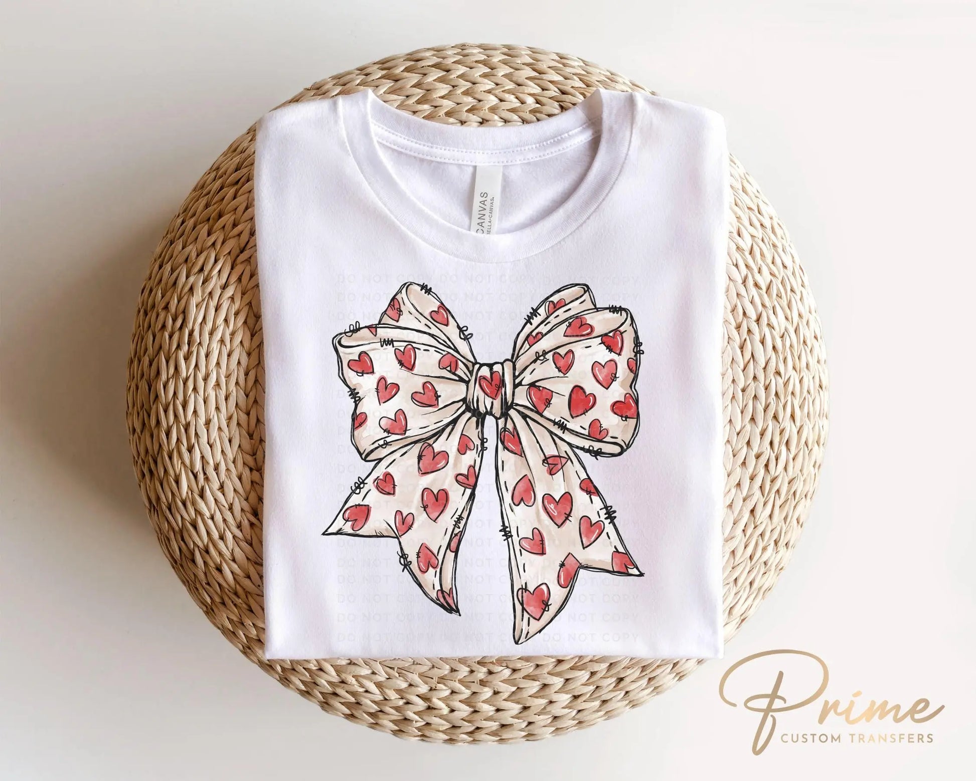 Valentine DTF Transfers, Ready to Press, T-shirt Transfers, Heat Transfer, Direct to Film, Holiday, Love, Hand Drawn, Coquette Heart Bow