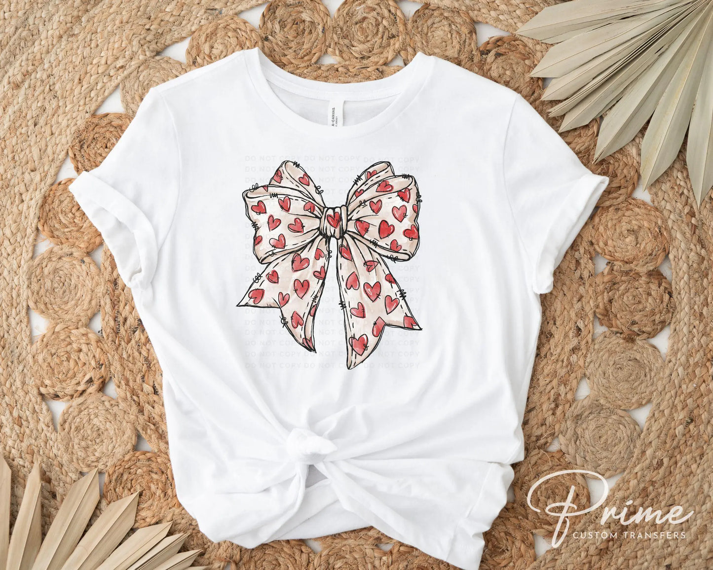 Valentine DTF Transfers, Ready to Press, T-shirt Transfers, Heat Transfer, Direct to Film, Holiday, Love, Hand Drawn, Coquette Heart Bow