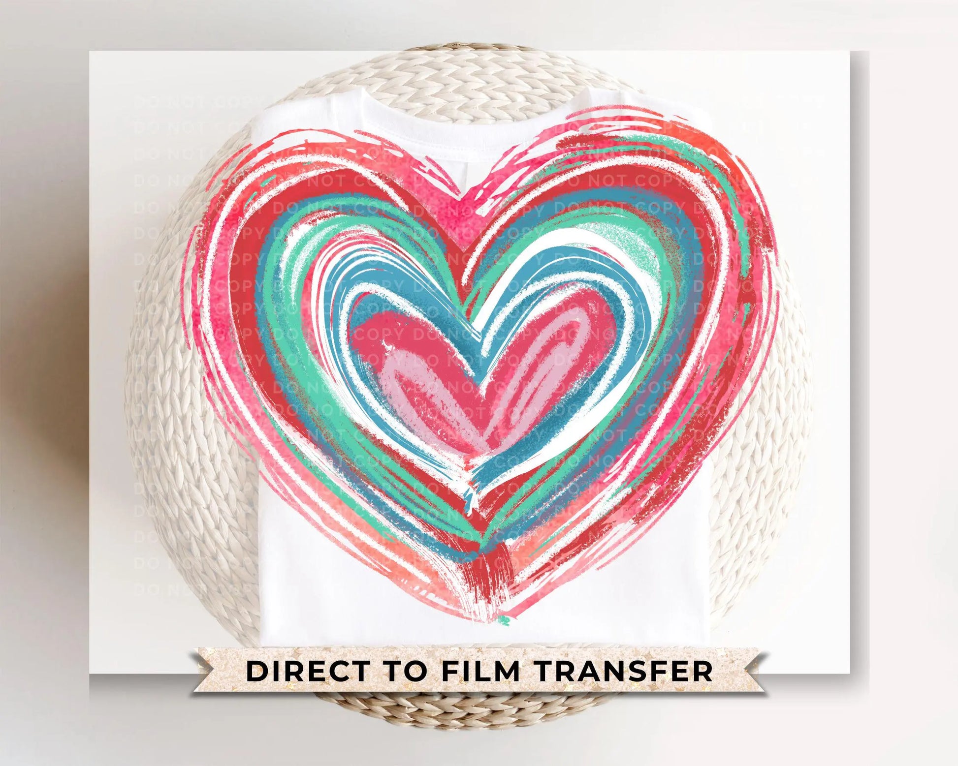 Valentine DTF Transfers, Ready to Press, T-shirt Transfers, Heat Transfer, Direct to Film, Holiday, Love, Trendy, Pink Brushstroke Heart