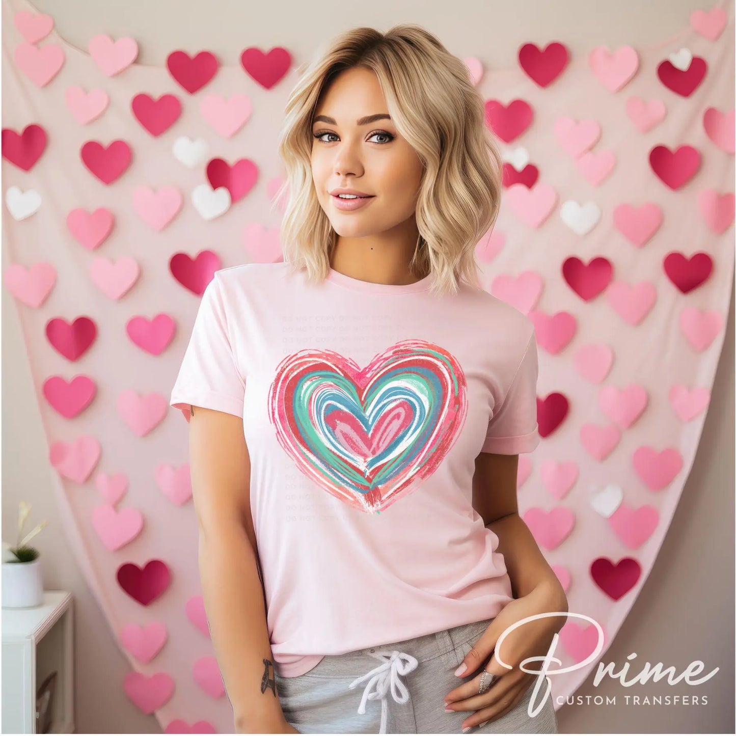 Valentine DTF Transfers, Ready to Press, T-shirt Transfers, Heat Transfer, Direct to Film, Holiday, Love, Trendy, Pink Brushstroke Heart