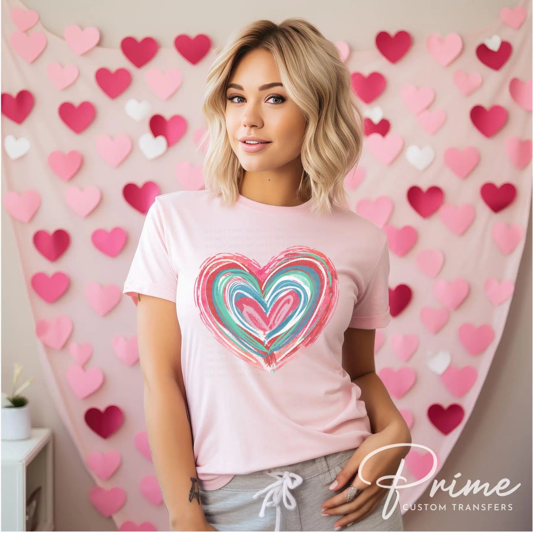 Valentine DTF Transfers, Ready to Press, T-shirt Transfers, Heat Transfer, Direct to Film, Holiday, Love, Trendy, Pink Brushstroke Heart