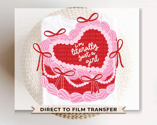 Valentine's Day DTF Transfers, Ready to Press, T-shirt Transfers, Heat Transfer, Direct to Film, Bows, Girly, Trendy. Coquette Heart Cake