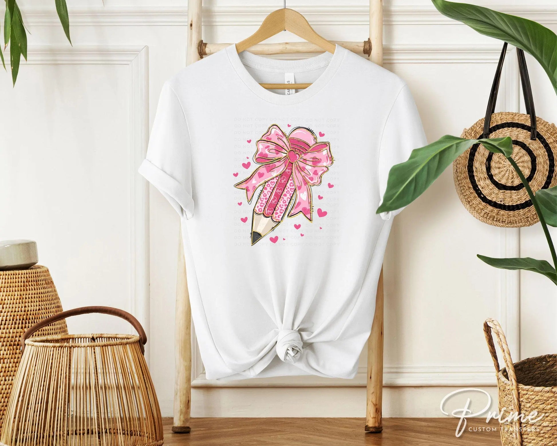 Valentine's Day DTF Transfers, Ready to Press, T-shirt Transfers, Heat Transfer, Direct to Film, School, Gift, Coquette Pink Teacher Pencil
