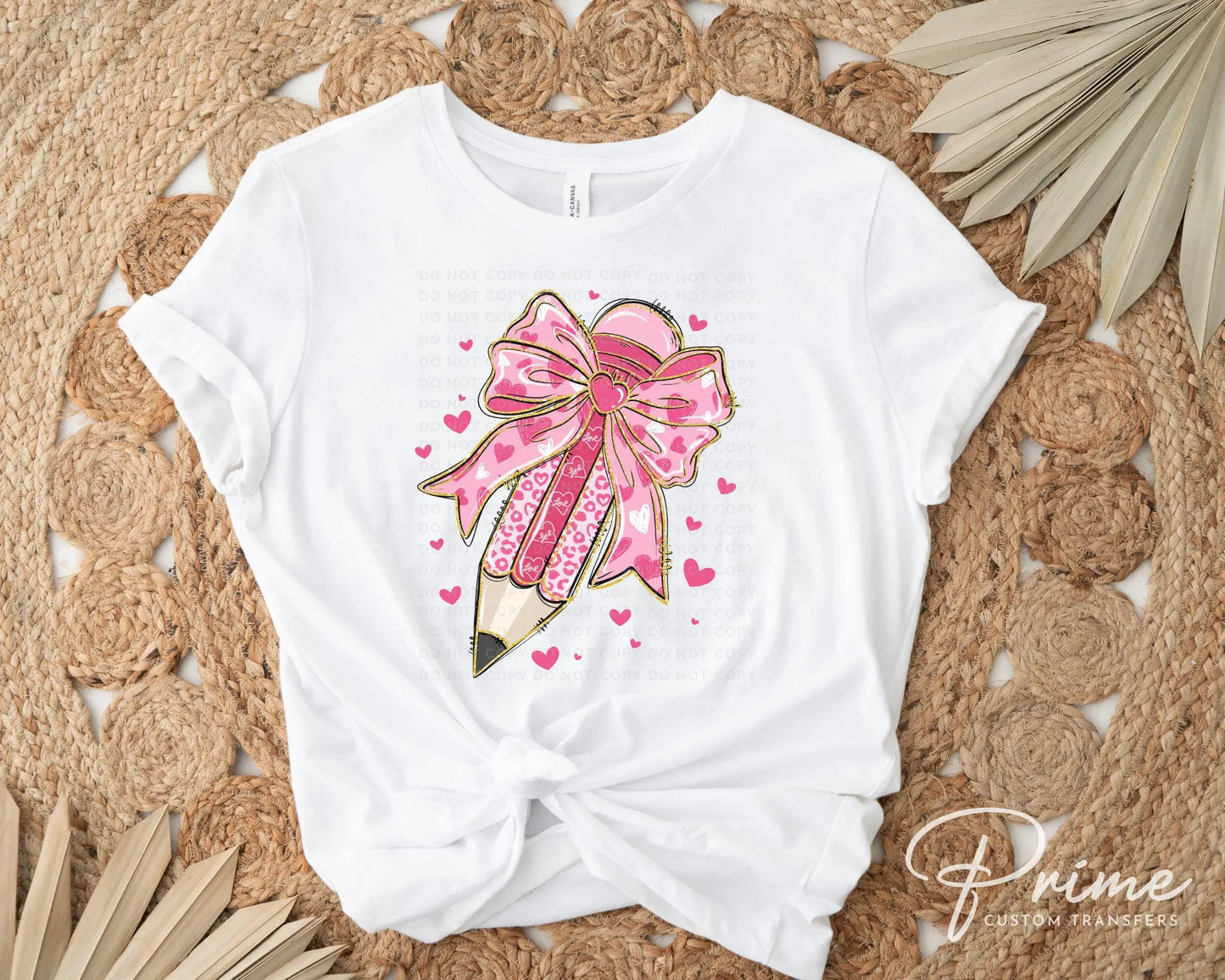 Valentine's Day DTF Transfers, Ready to Press, T-shirt Transfers, Heat Transfer, Direct to Film, School, Gift, Coquette Pink Teacher Pencil