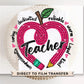 Valentine's Day DTF Transfer, Ready to Press, T-shirt Transfer, Heat Transfer, Direct to Film, School, FAUX Sequins, Teacher Heart Pencil