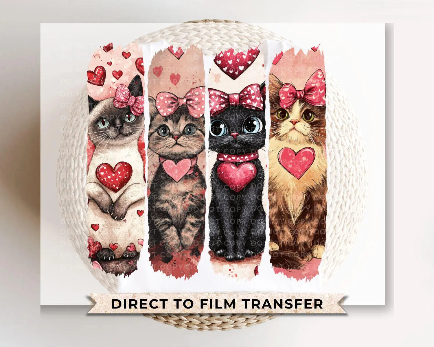 Valentine's Day DTF Transfers, Ready to Press, T-shirt Transfers, Heat Transfer, Direct to Film, Holiday, Pet Mom, Valentine Cats, Cat Lover
