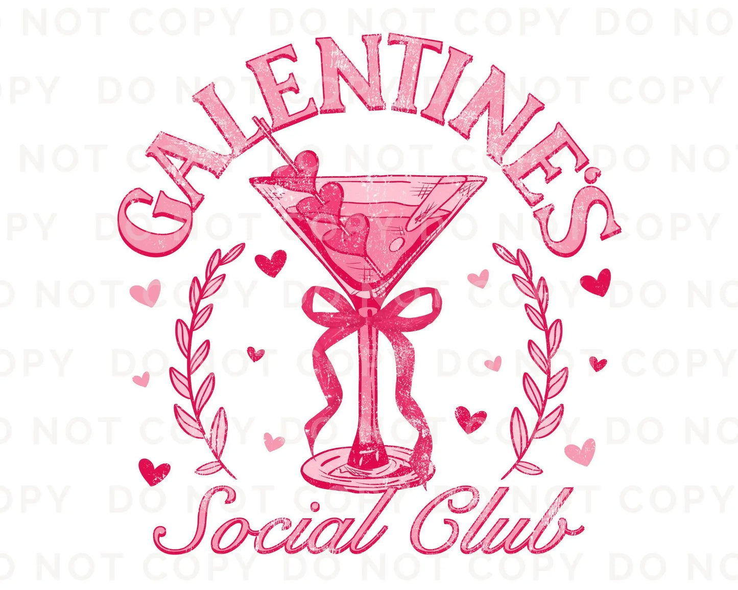 Valentine's Day DTF Transfer, Ready to Press, T-shirt Transfer, Heat Transfer, Direct to Film, Coquette Martini, Galentine's Social Club