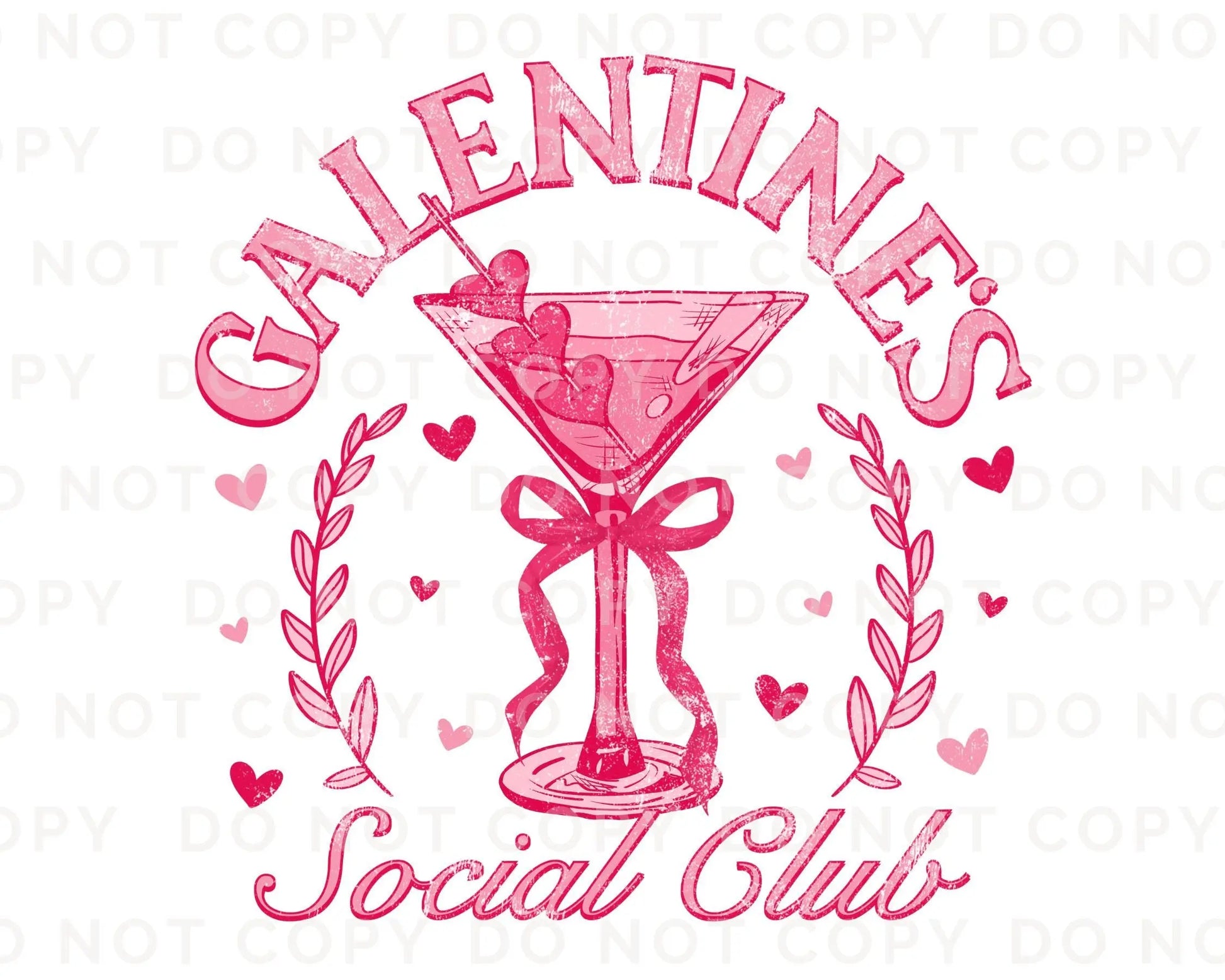 Valentine's Day DTF Transfer, Ready to Press, T-shirt Transfer, Heat Transfer, Direct to Film, Coquette Martini, Galentine's Social Club