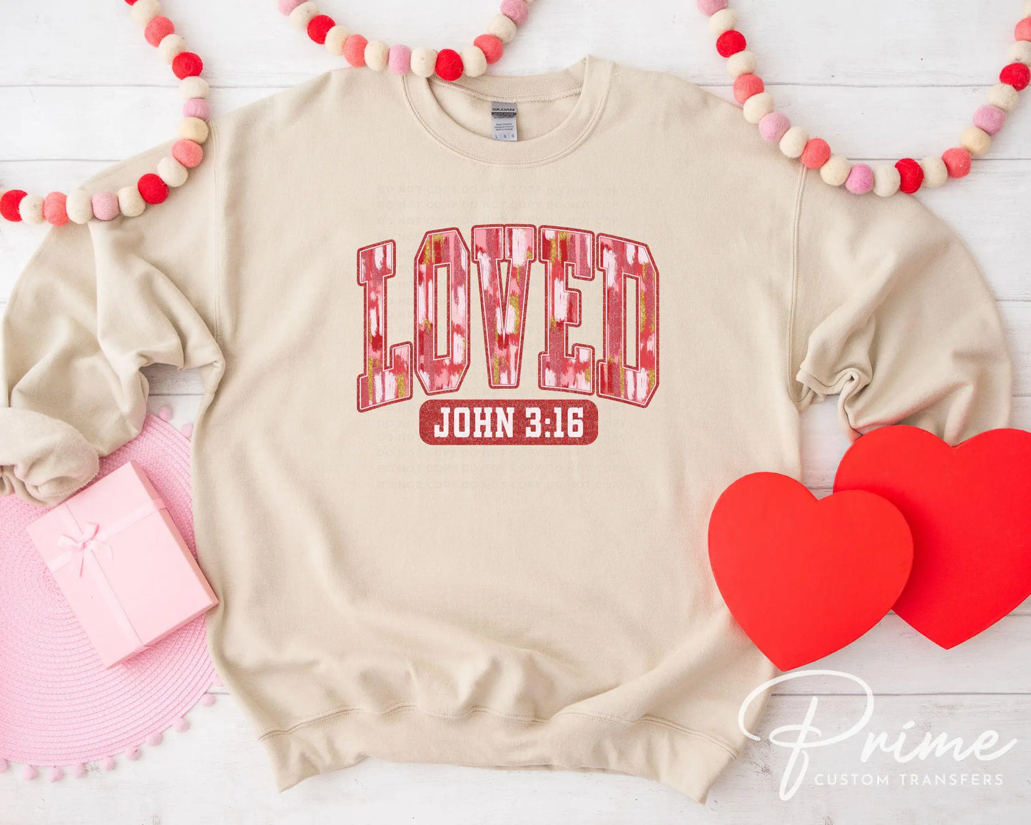 Valentine DTF Transfers, Ready to Press, T-shirt Transfers, Heat Transfer, Direct to Film, Christian, Jesus, Loved, John 3:16 Coquette Bow