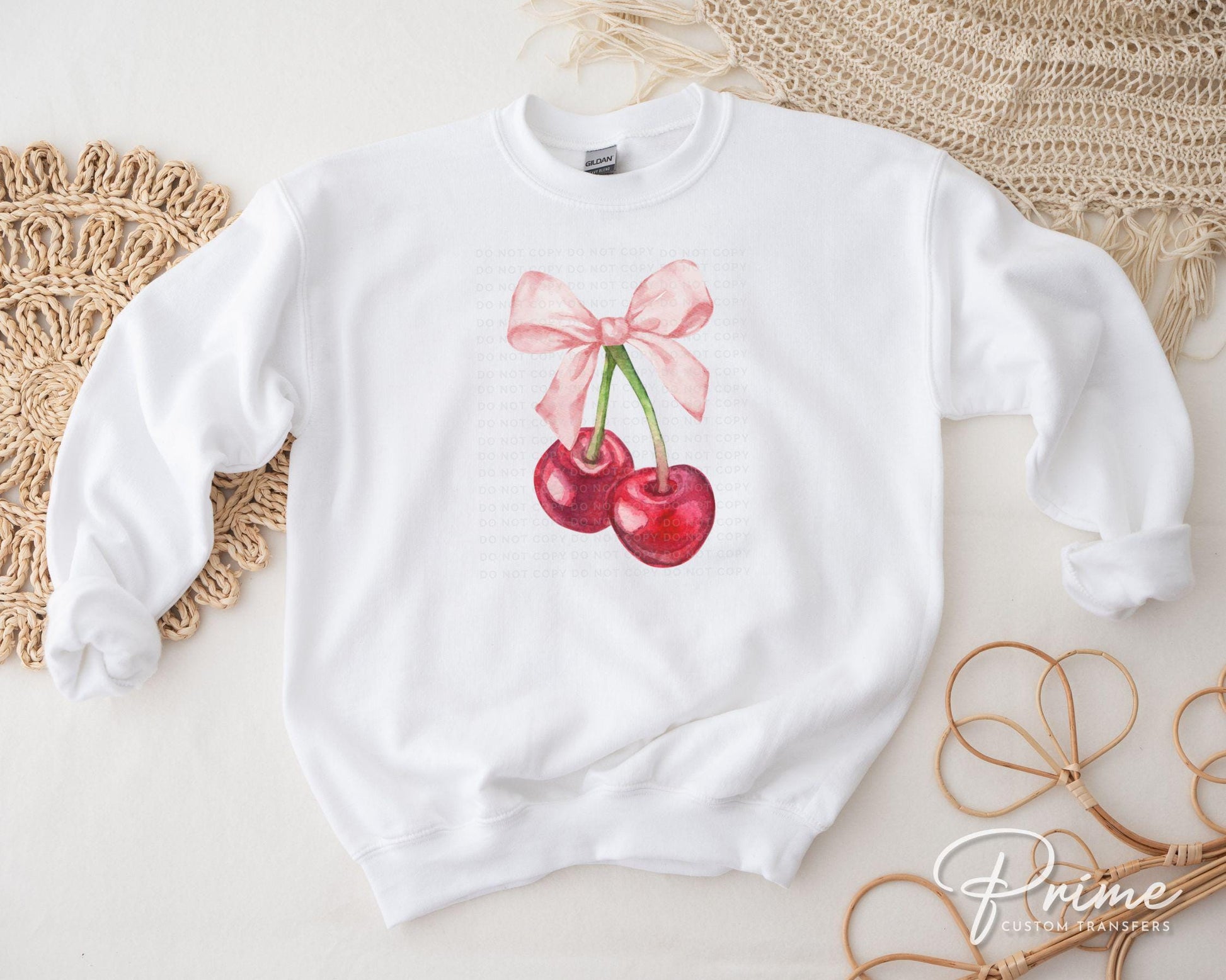 Cherries DTF Transfer, Ready to Press, T-shirt Transfers, Heat Transfer, Direct to Film, Trendy, Girlie, Ribbon, Trendy, Coquette Cherry Bow