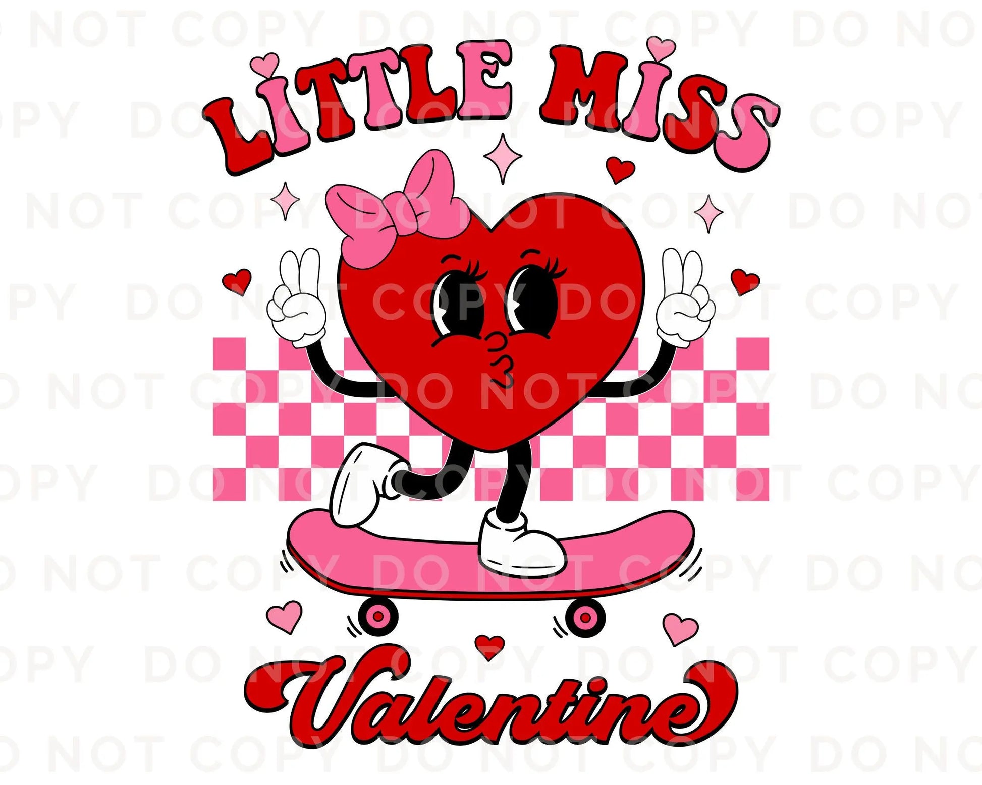 Valentine's Day DTF Transfer, Ready to Press, T-shirt Transfers, Heat Transfer, Direct to Film, Cute, Girl, Checkered, Little Miss Valentine