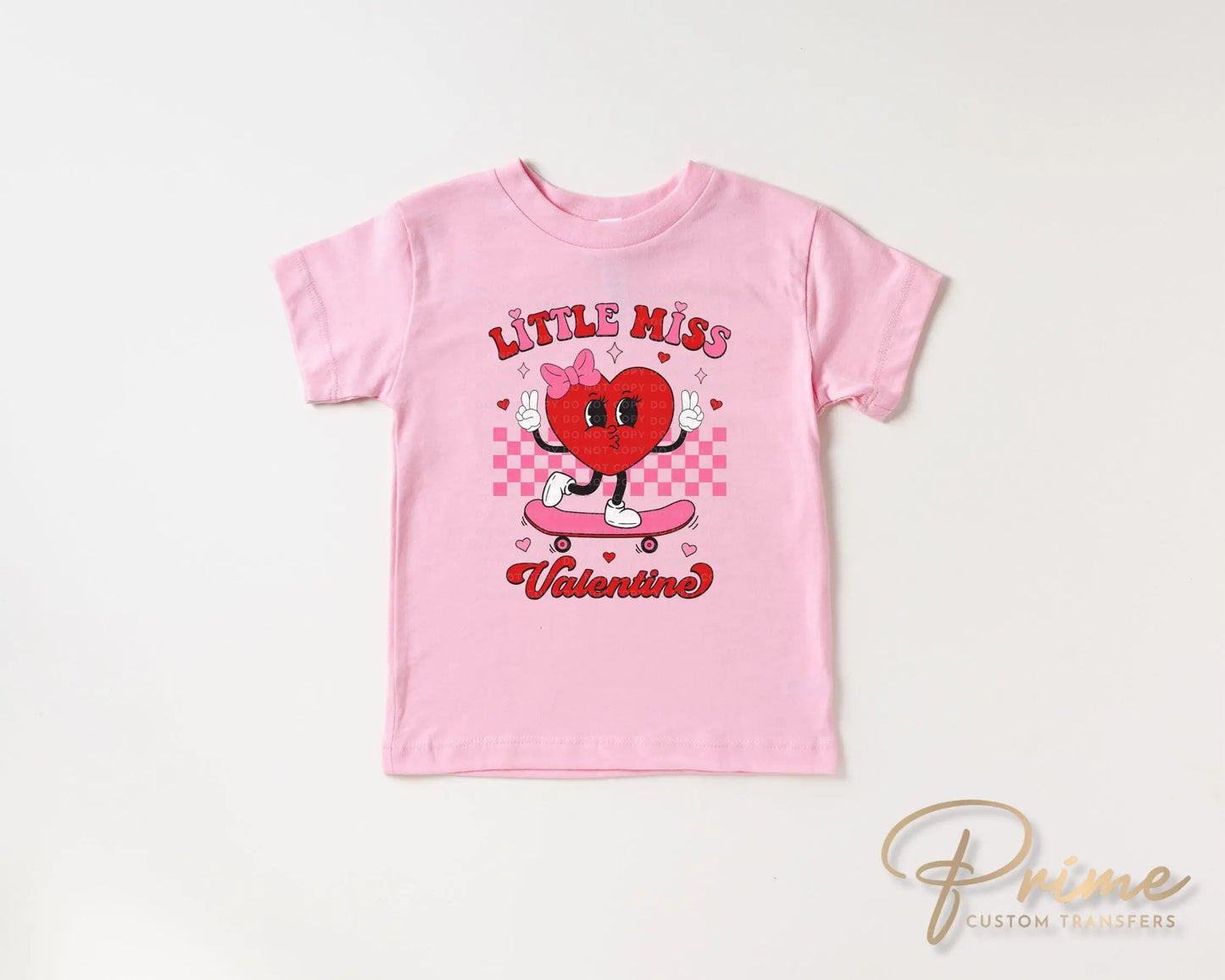 Valentine's Day DTF Transfer, Ready to Press, T-shirt Transfers, Heat Transfer, Direct to Film, Cute, Girl, Checkered, Little Miss Valentine
