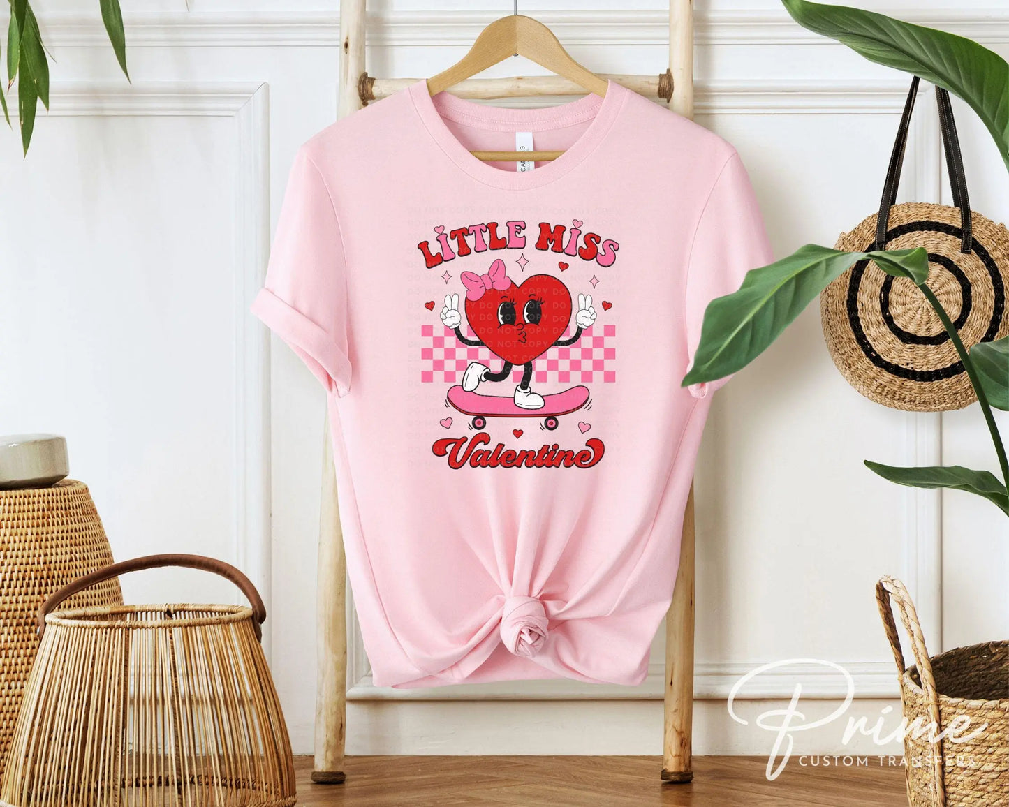 Valentine's Day DTF Transfer, Ready to Press, T-shirt Transfers, Heat Transfer, Direct to Film, Cute, Girl, Checkered, Little Miss Valentine