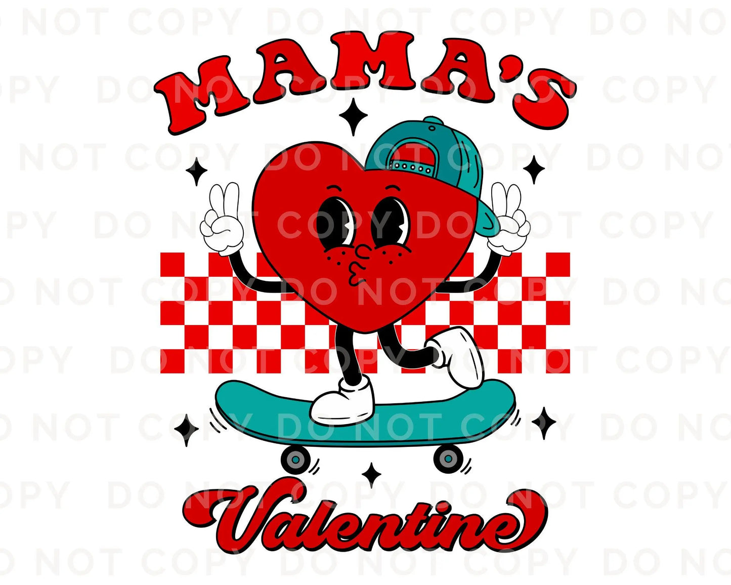 Valentine's Day DTF Transfers, Ready to Press, T-shirt Transfers, Heat Transfer, Direct to Film, Boy, Heart, Skateboard, Mama's Valentine