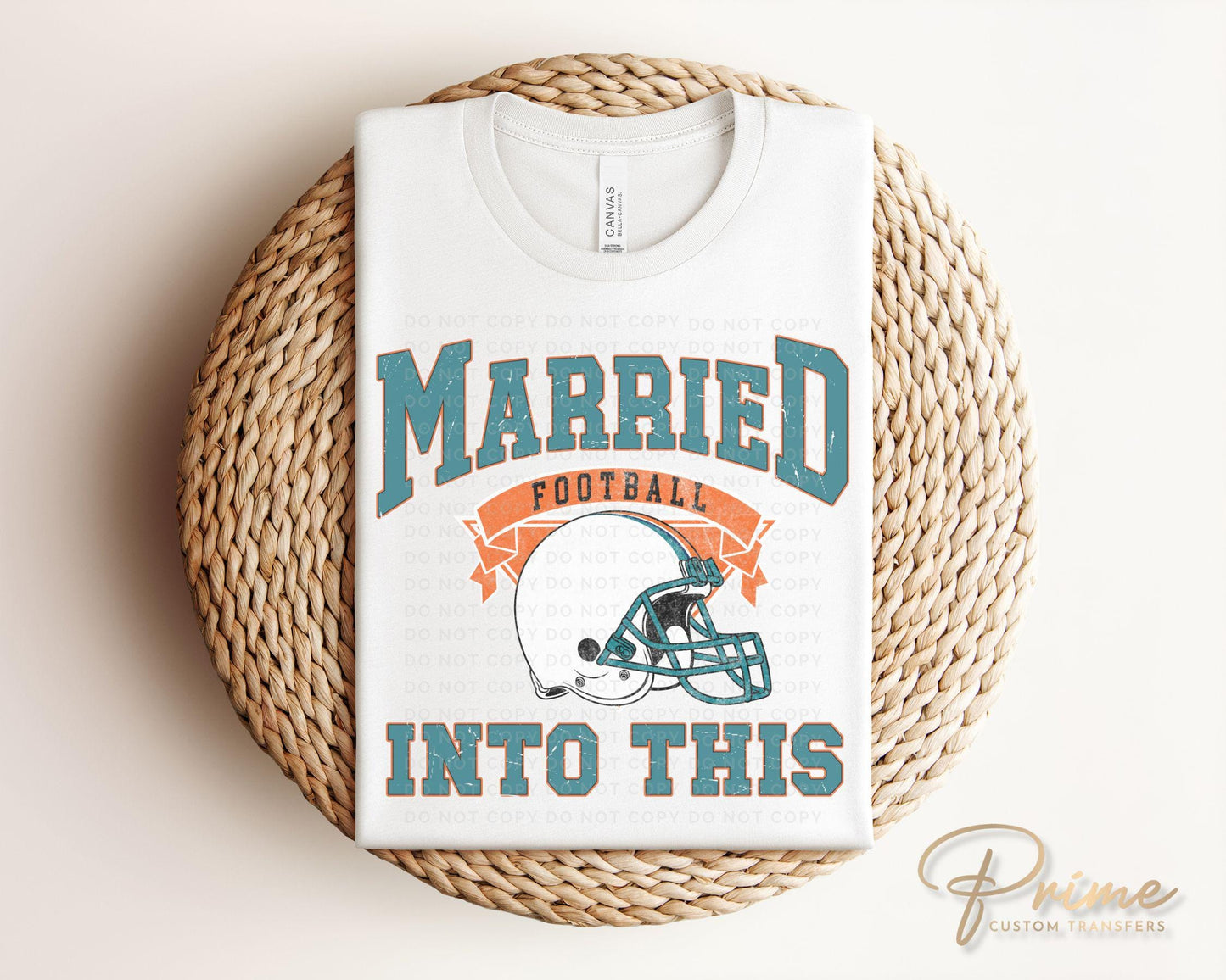 Football DTF Transfers, Ready to Press, T-shirt Transfers, Heat Transfer, Direct to Film, Couple, Matching, Miami Florida Married Into This