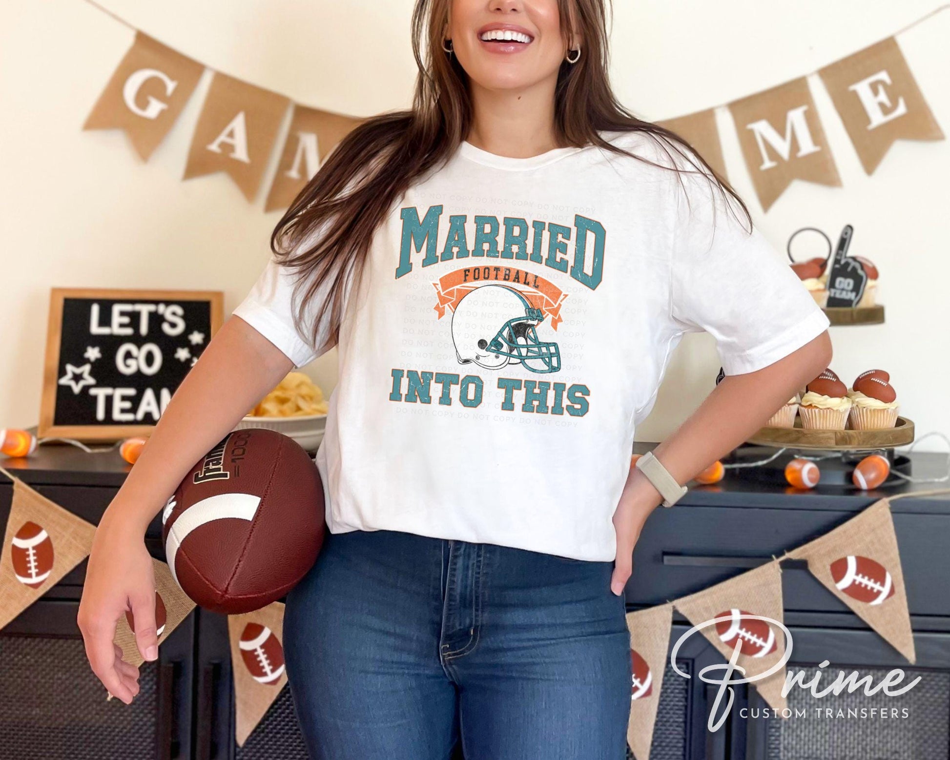 Football DTF Transfers, Ready to Press, T-shirt Transfers, Heat Transfer, Direct to Film, Couple, Matching, Miami Florida Married Into This