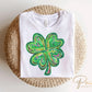 St. Patrick's Day DTF Transfer, Ready to Press, T-shirt Transfer, Heat Transfer, Direct to Film, Cute Shamrock, FAUX Sequin Four Leaf Clover