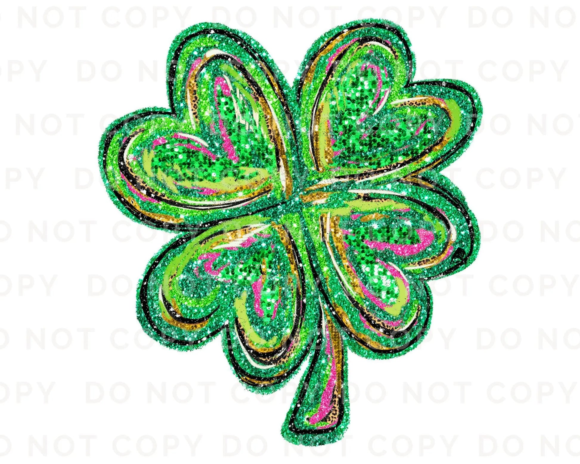 St. Patrick's Day DTF Transfer, Ready to Press, T-shirt Transfer, Heat Transfer, Direct to Film, Cute Shamrock, FAUX Sequin Four Leaf Clover