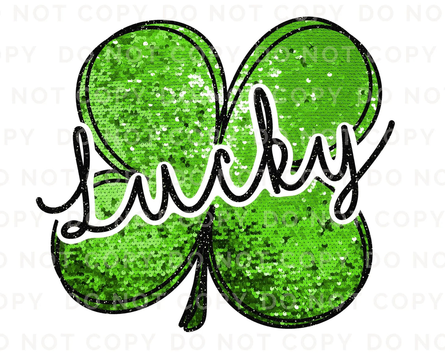 St. Patrick's Day DTF Transfer, Ready to Press, T-shirt Transfer, Heat Transfer, Direct to Film, Shamrock FAUX Sequin Lucky Four Leaf Clover