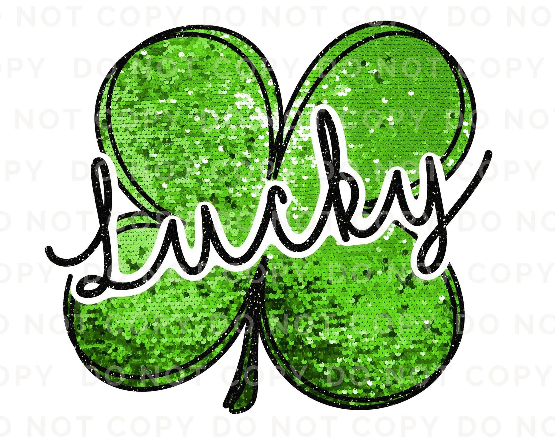St. Patrick's Day DTF Transfer, Ready to Press, T-shirt Transfer, Heat Transfer, Direct to Film, Shamrock FAUX Sequin Lucky Four Leaf Clover