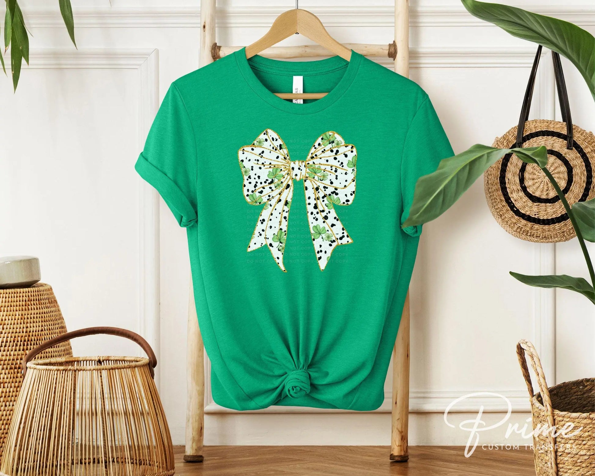 St. Patrick's Day DTF Transfer, Ready to Press, T-shirt Transfer, Heat Transfer, Direct to Film, St Patty, Cute, Coquette Shamrock Bow