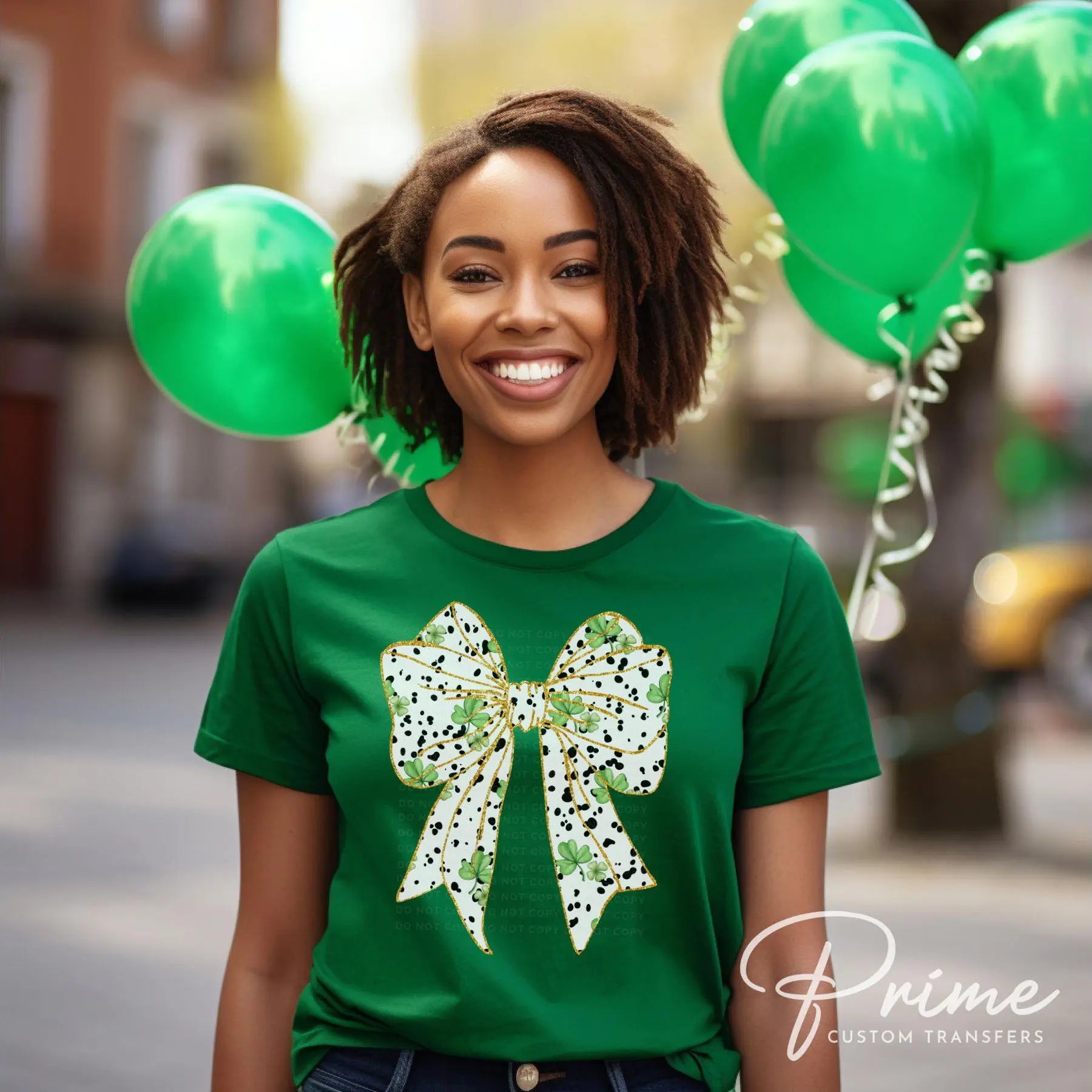 St. Patrick's Day DTF Transfer, Ready to Press, T-shirt Transfer, Heat Transfer, Direct to Film, St Patty, Cute, Coquette Shamrock Bow