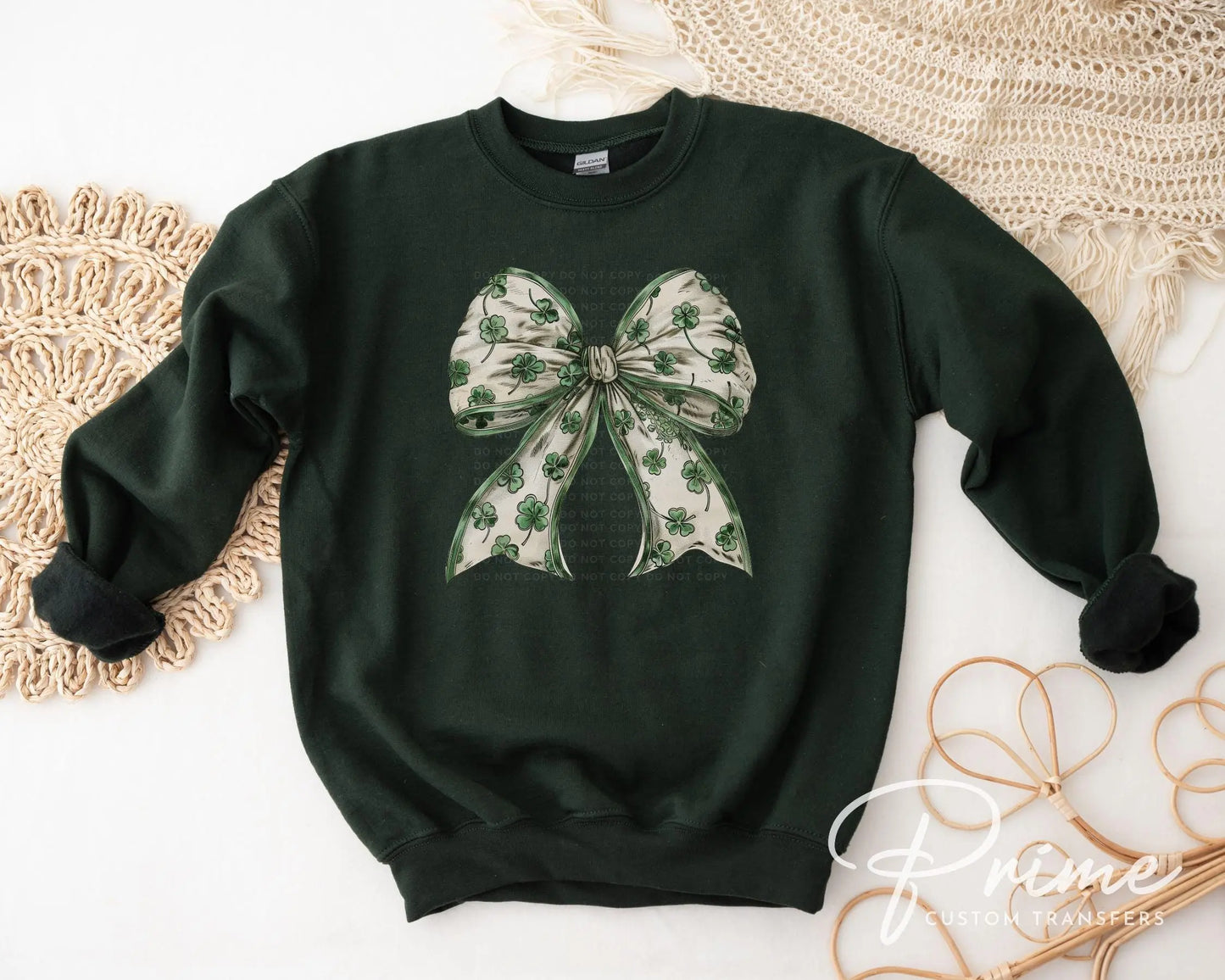 St. Patrick's Day DTF Transfer, Ready to Press, T-shirt Transfer, Heat Transfer, Direct to Film, St Patty, Cute, Coquette Shamrock Bow