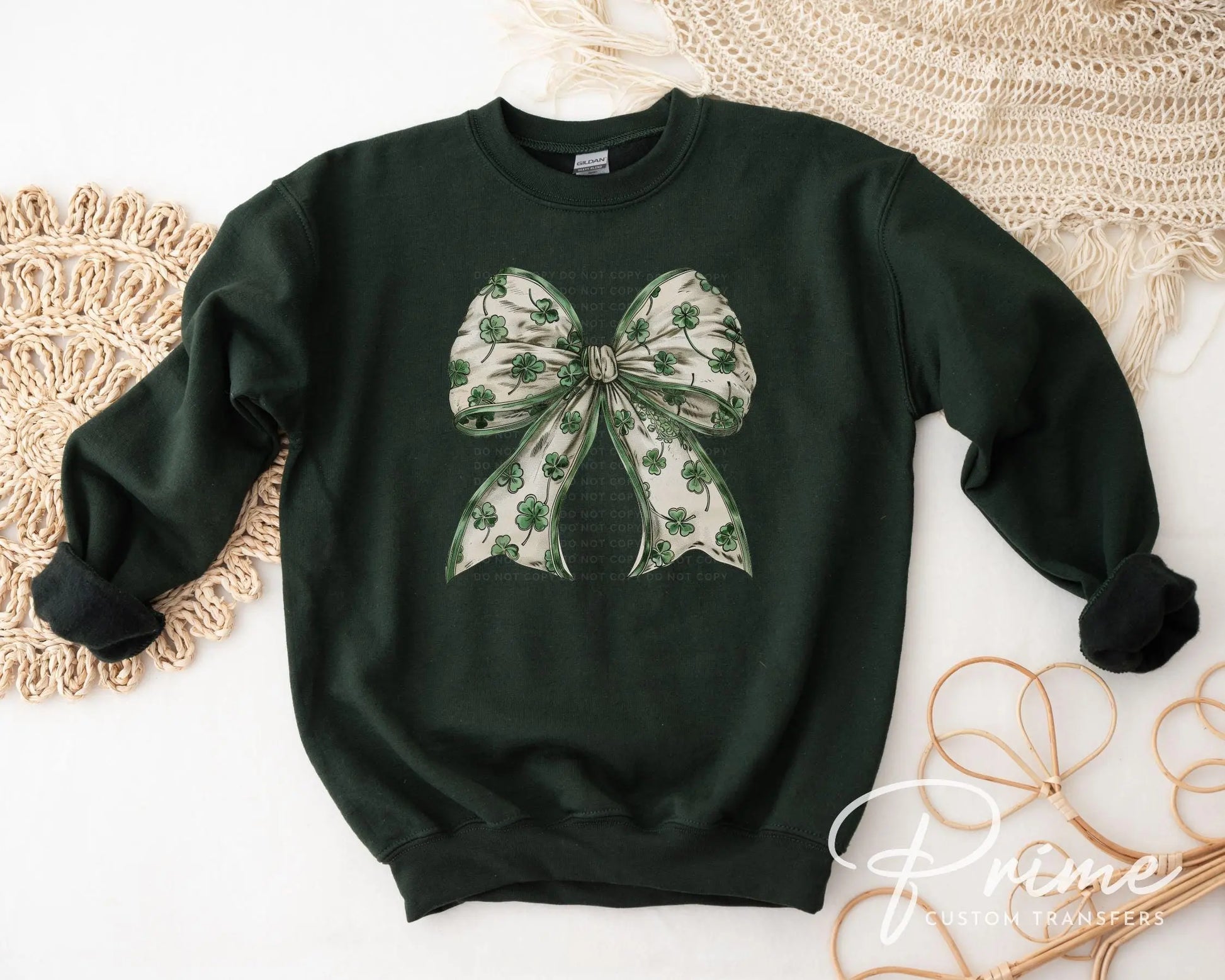 St. Patrick's Day DTF Transfer, Ready to Press, T-shirt Transfer, Heat Transfer, Direct to Film, St Patty, Cute, Coquette Shamrock Bow