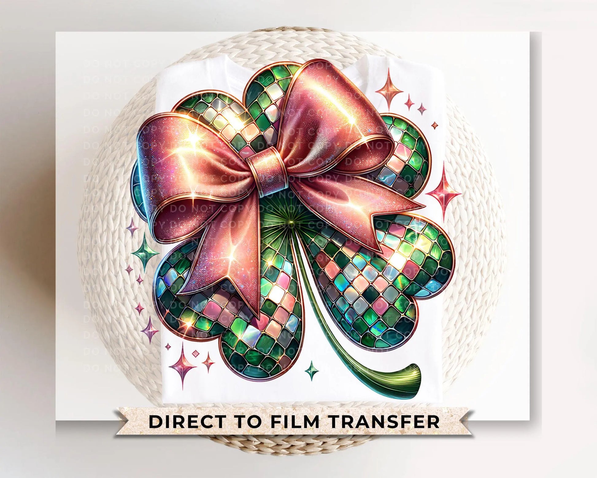 St. Patrick's Day DTF Transfer, Ready to Press, T-shirt Transfer, Heat Transfer, Direct to Film, Coquette Bow, Trendy Clover, Disco Shamrock
