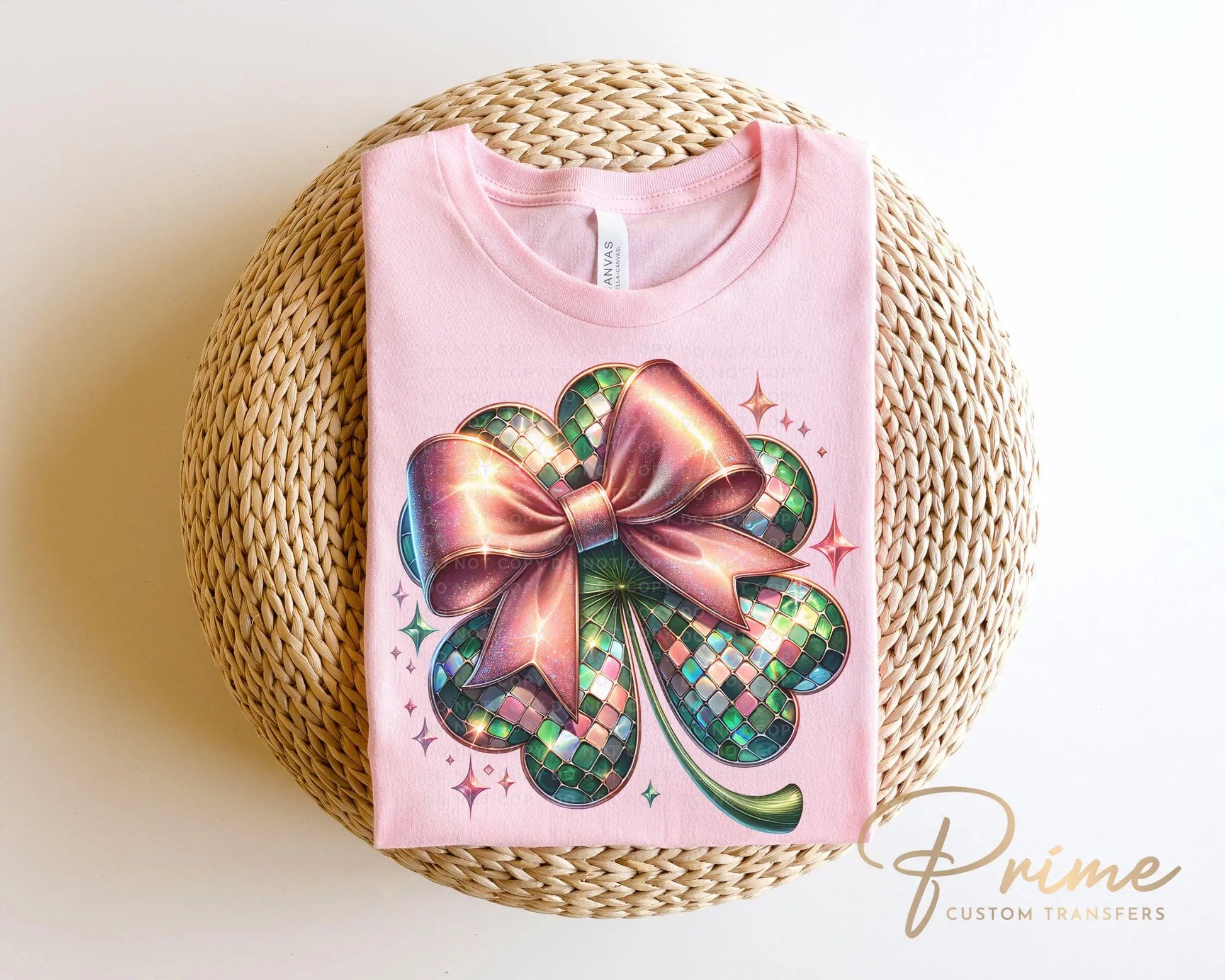 St. Patrick's Day DTF Transfer, Ready to Press, T-shirt Transfer, Heat Transfer, Direct to Film, Coquette Bow, Trendy Clover, Disco Shamrock