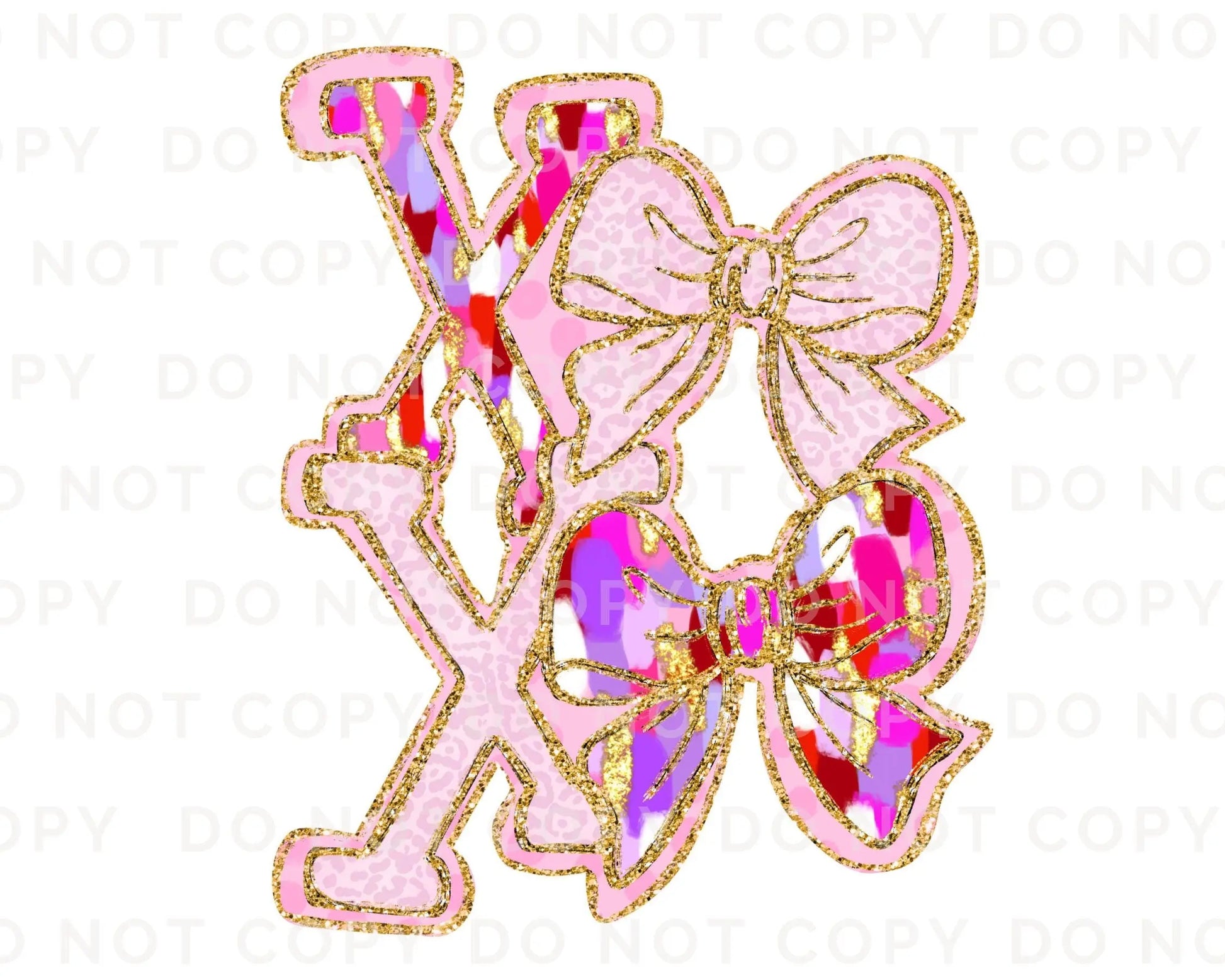 Valentine's Day DTF Transfer, Ready to Press, T-shirt Transfer, Heat Transfer, Direct to Film, Preppy Brushstroke Faux Glitter Coquette XOXO