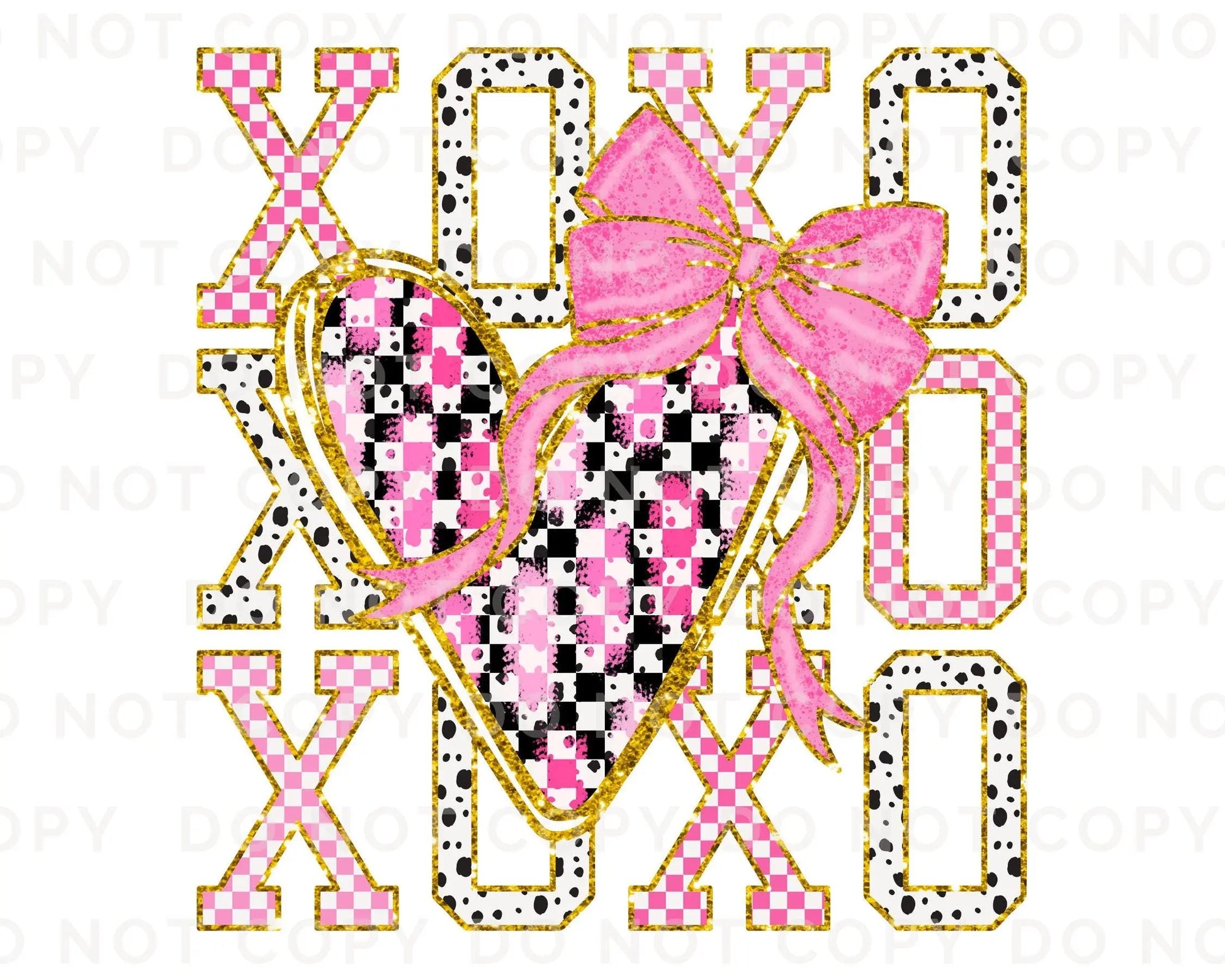 Valentine's Day DTF Transfer, Ready to Press, T-shirt Transfer, Heat Transfer, Direct to Film, Preppy Brushstroke Faux Glitter Coquette XOXO