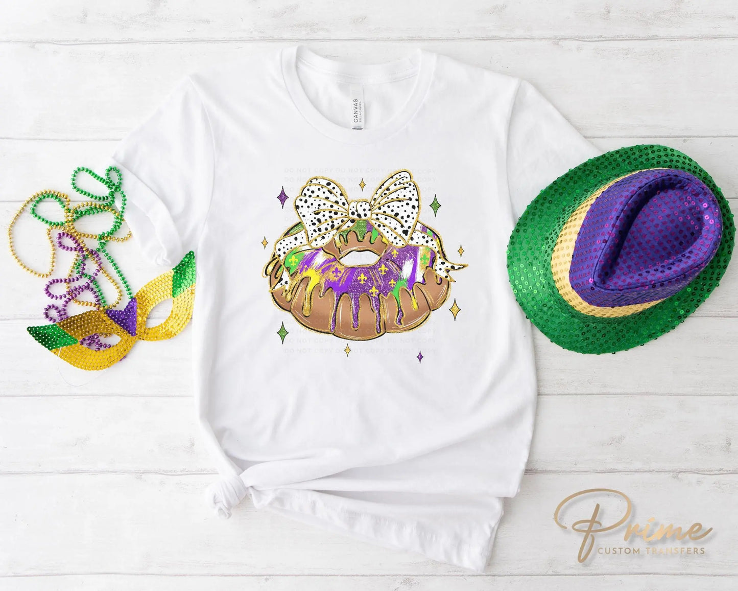 Mardi Gras DTF Transfer, Ready to Press, T-shirt Transfer, Heat Transfer, Direct to Film, Louisiana New Orleans, King Cake Coquette Bow