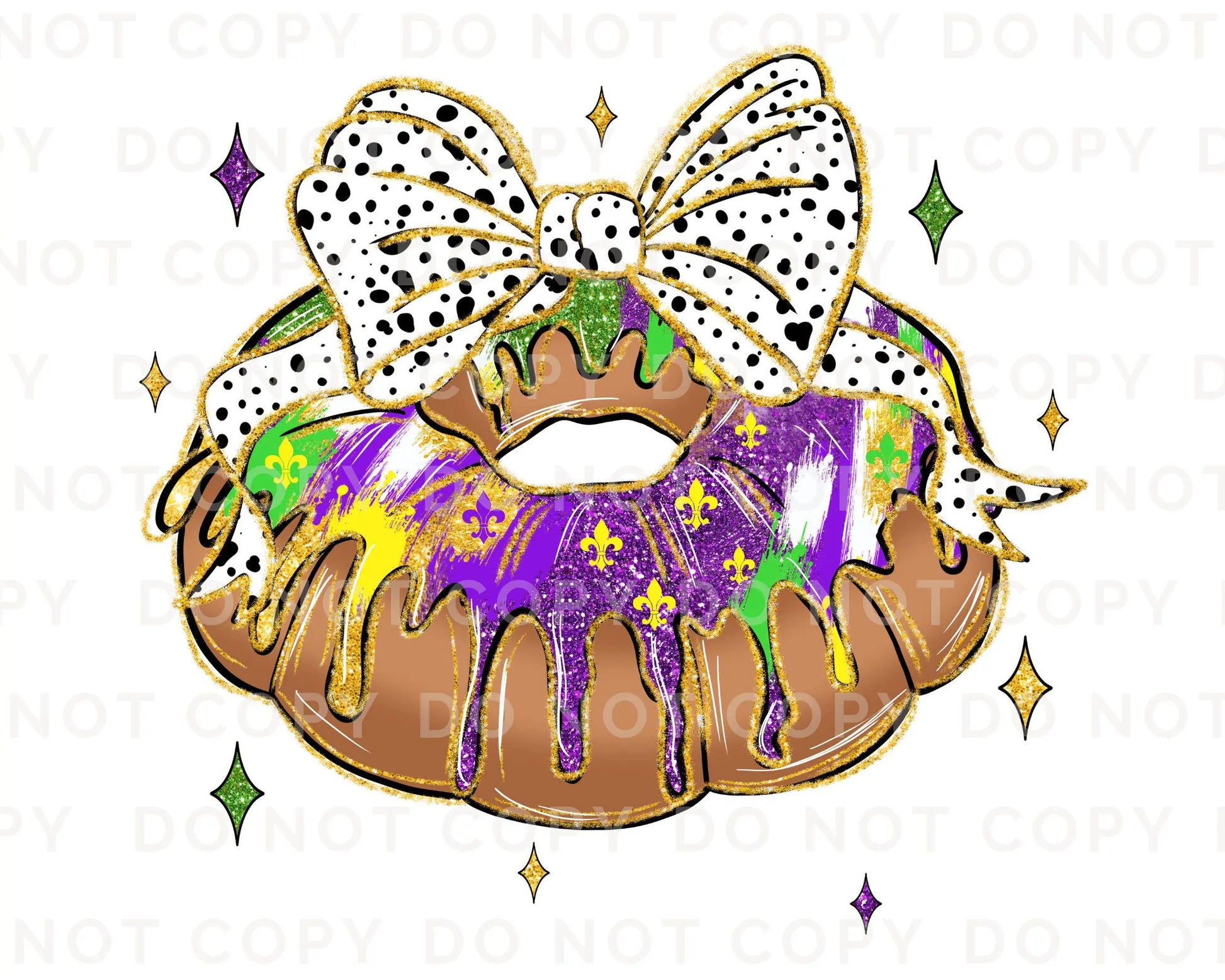 Mardi Gras DTF Transfer, Ready to Press, T-shirt Transfer, Heat Transfer, Direct to Film, Louisiana New Orleans, King Cake Coquette Bow