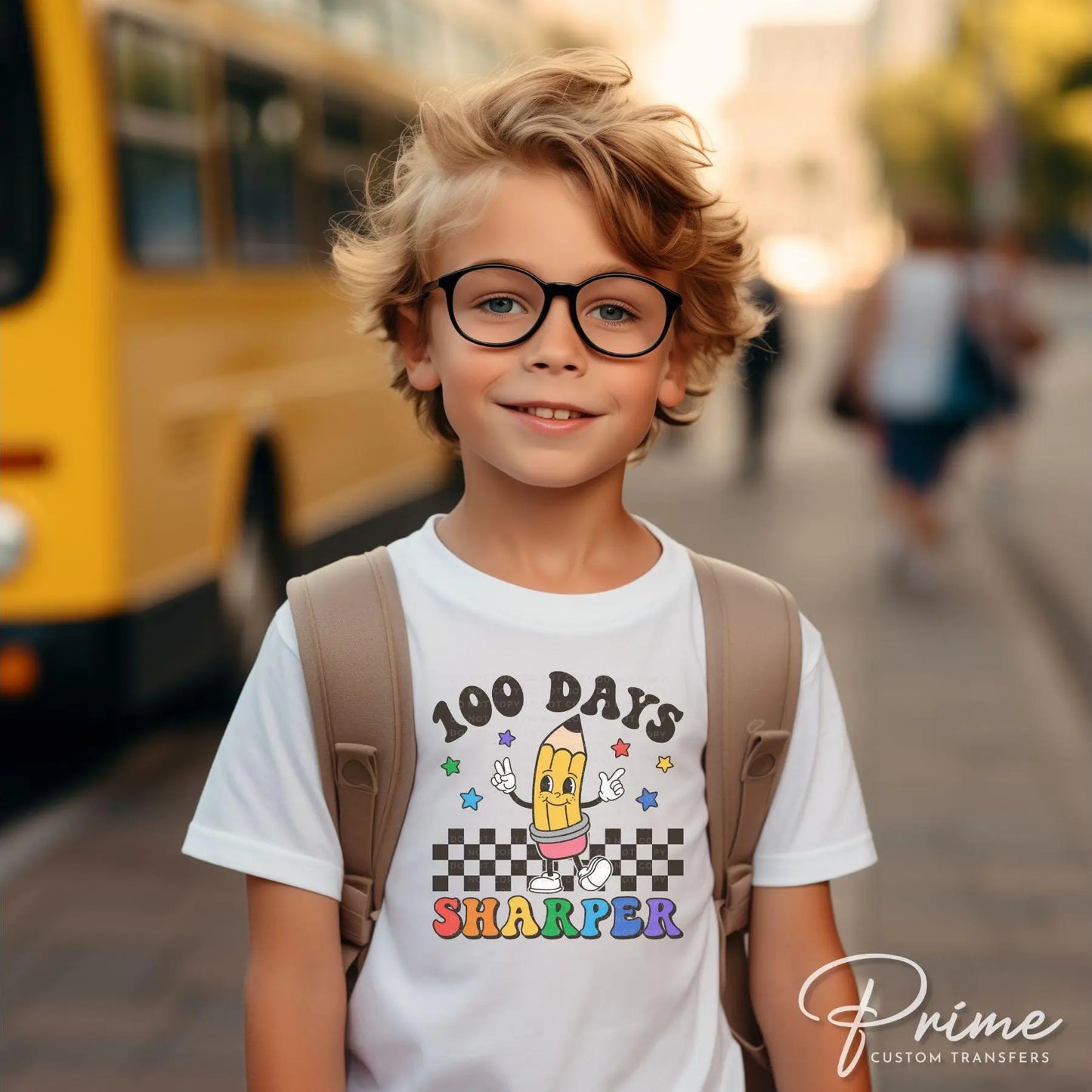 School DTF, Ready to Press, DIY T-shirt, Heat Transfer, Direct to Film, Preschool, Daycare, Teacher Gift, Cartoon Pencil, 100 Days Sharper