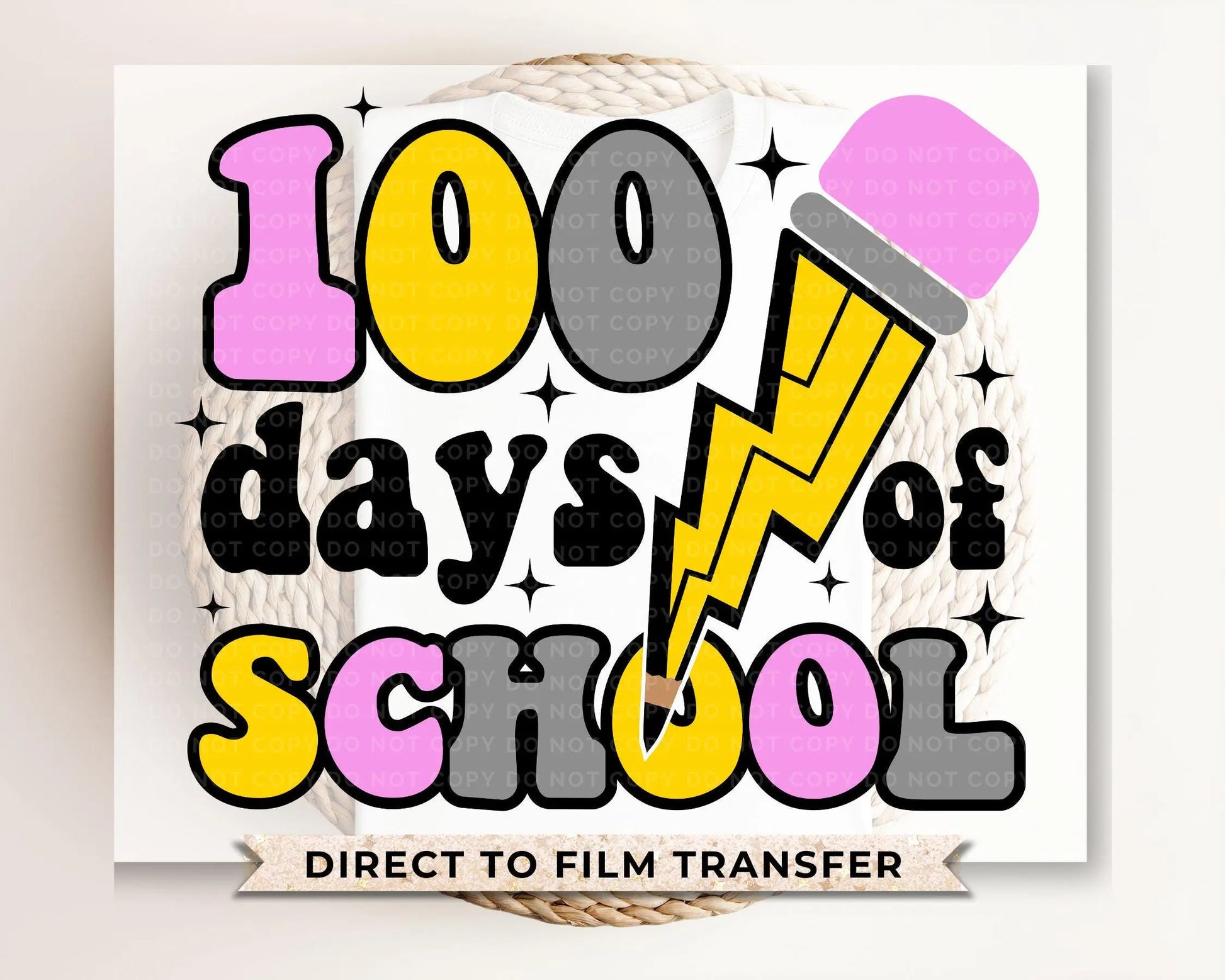 School DTF, Ready to Press, DIY T-shirt, Heat Transfer, Direct to Film, Preschool, Groovy, Cute, Teacher Gift, Pencil, 100 Days of School