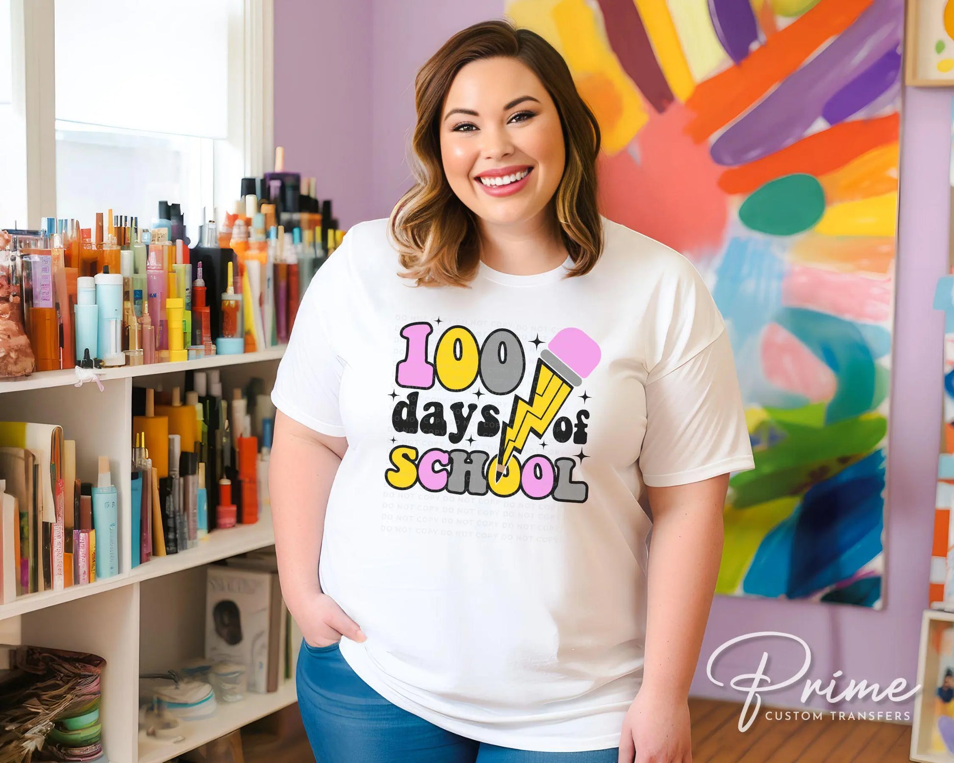School DTF, Ready to Press, DIY T-shirt, Heat Transfer, Direct to Film, Preschool, Groovy, Cute, Teacher Gift, Pencil, 100 Days of School