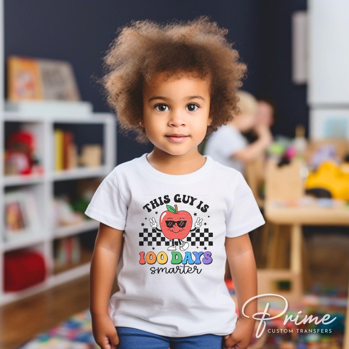 School DTF, Ready to Press, DIY T-shirt, Heat Transfer, Direct to Film, Preschool, Apple, Cute, Teacher Gift, This Guy is 100 Days Smarter