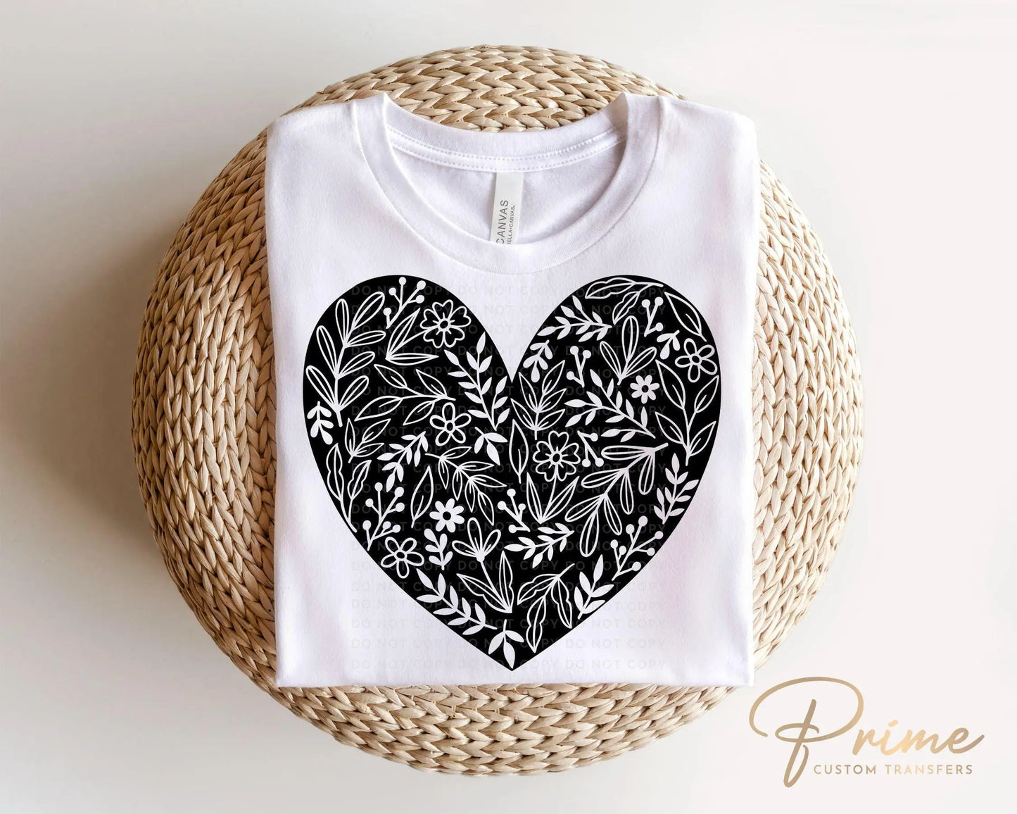 Valentine's Day, DTF Transfers, Ready to Press, T-shirt Transfers, Heat Transfer, Direct to Film, Holiday, Love, Romance, Solid Floral Heart