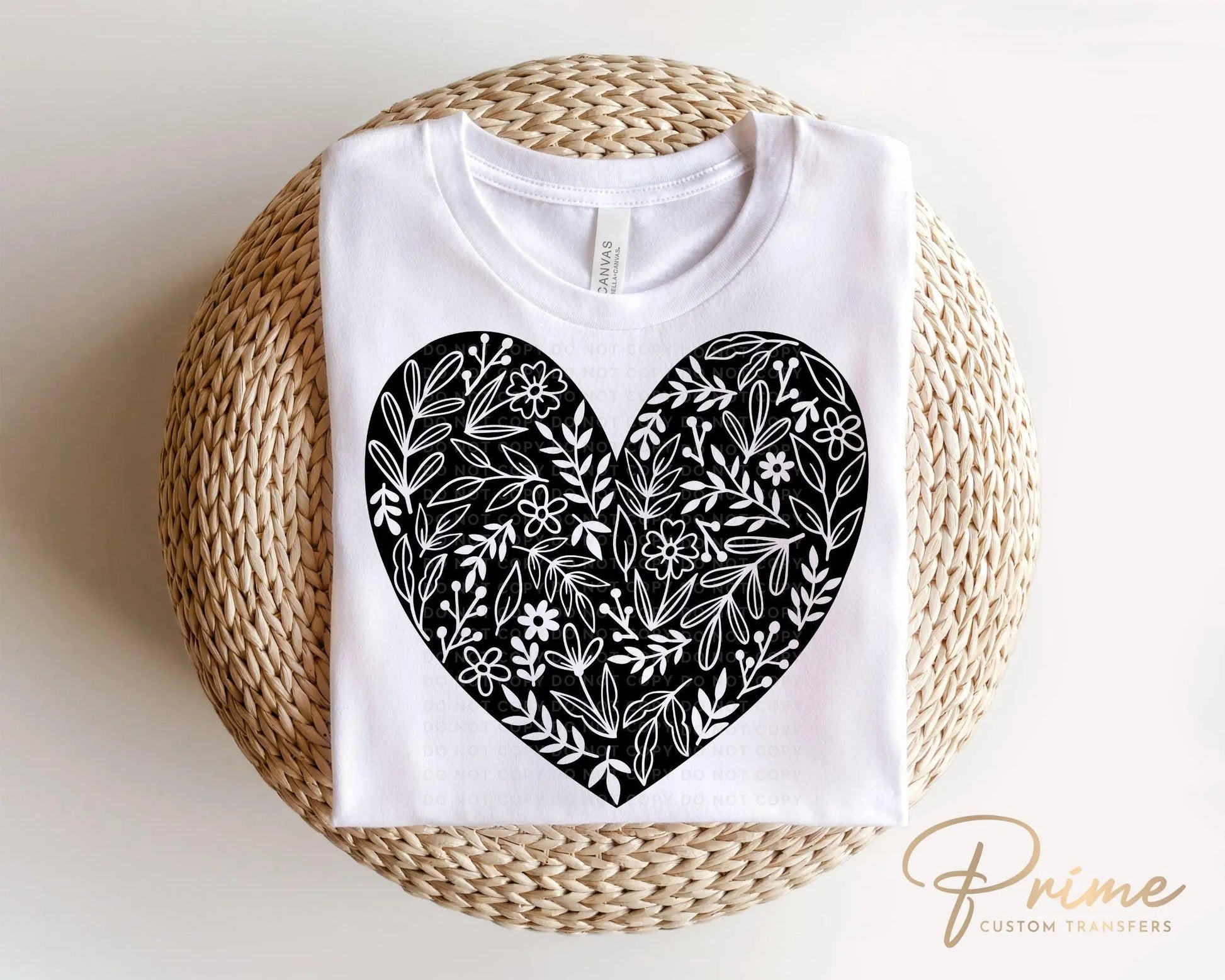 Valentine's Day, DTF Transfers, Ready to Press, T-shirt Transfers, Heat Transfer, Direct to Film, Holiday, Love, Romance, Solid Floral Heart