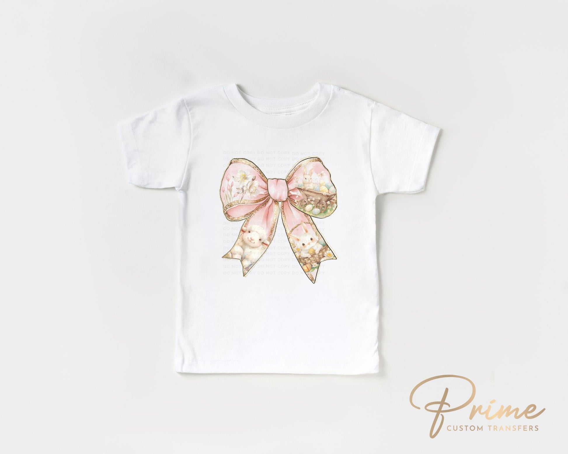 Easter DTF Transfers, Ready to Press, T-shirt Transfers, Heat Transfer, Direct to Film, Holiday, Floral, Easter Bunny Coquette Pink Bow