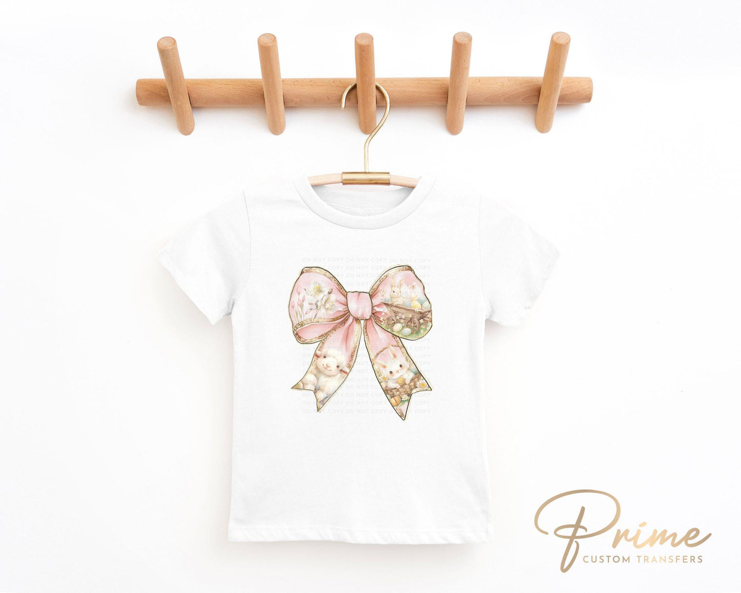 Easter DTF Transfers, Ready to Press, T-shirt Transfers, Heat Transfer, Direct to Film, Holiday, Floral, Easter Bunny Coquette Pink Bow