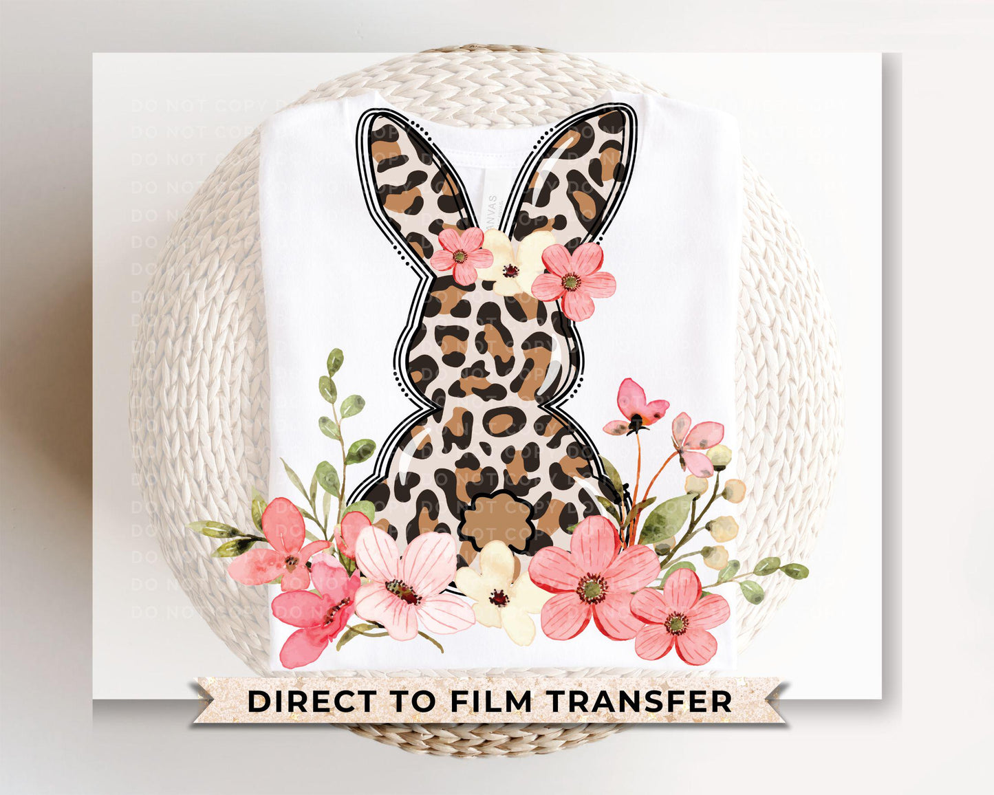 Easter DTF Transfer, Ready to Press, T-shirt Transfer, Heat Transfer, Direct to Film, Holiday, Floral, Doodle, Cheetah, Leopard Floral Bunny