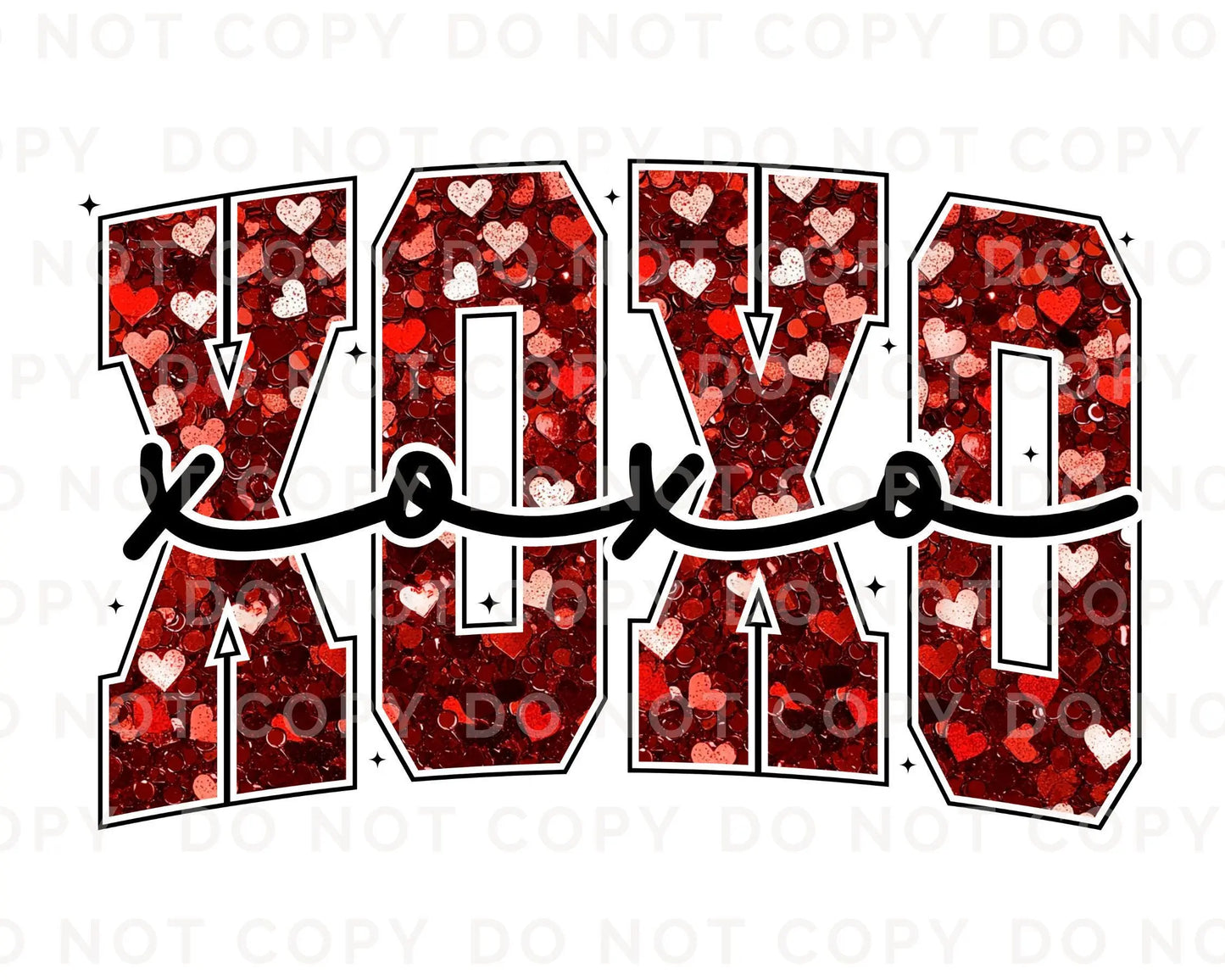 Valentine DTF Transfers, Ready to Press, T-shirt Transfers, Heat Transfer, Direct to Film, Holiday, Sparkle, Heart, Faux Sequin Glitter XOXO