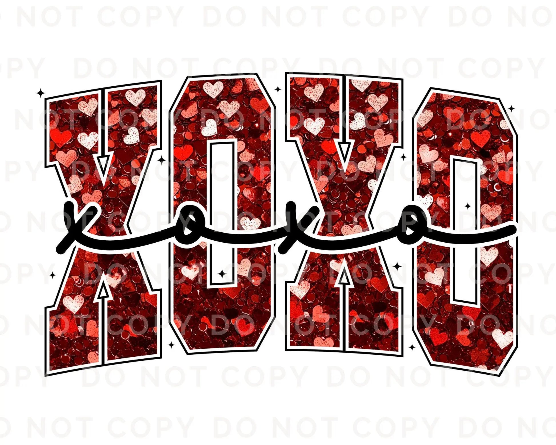 Valentine DTF Transfers, Ready to Press, T-shirt Transfers, Heat Transfer, Direct to Film, Holiday, Sparkle, Heart, Faux Sequin Glitter XOXO