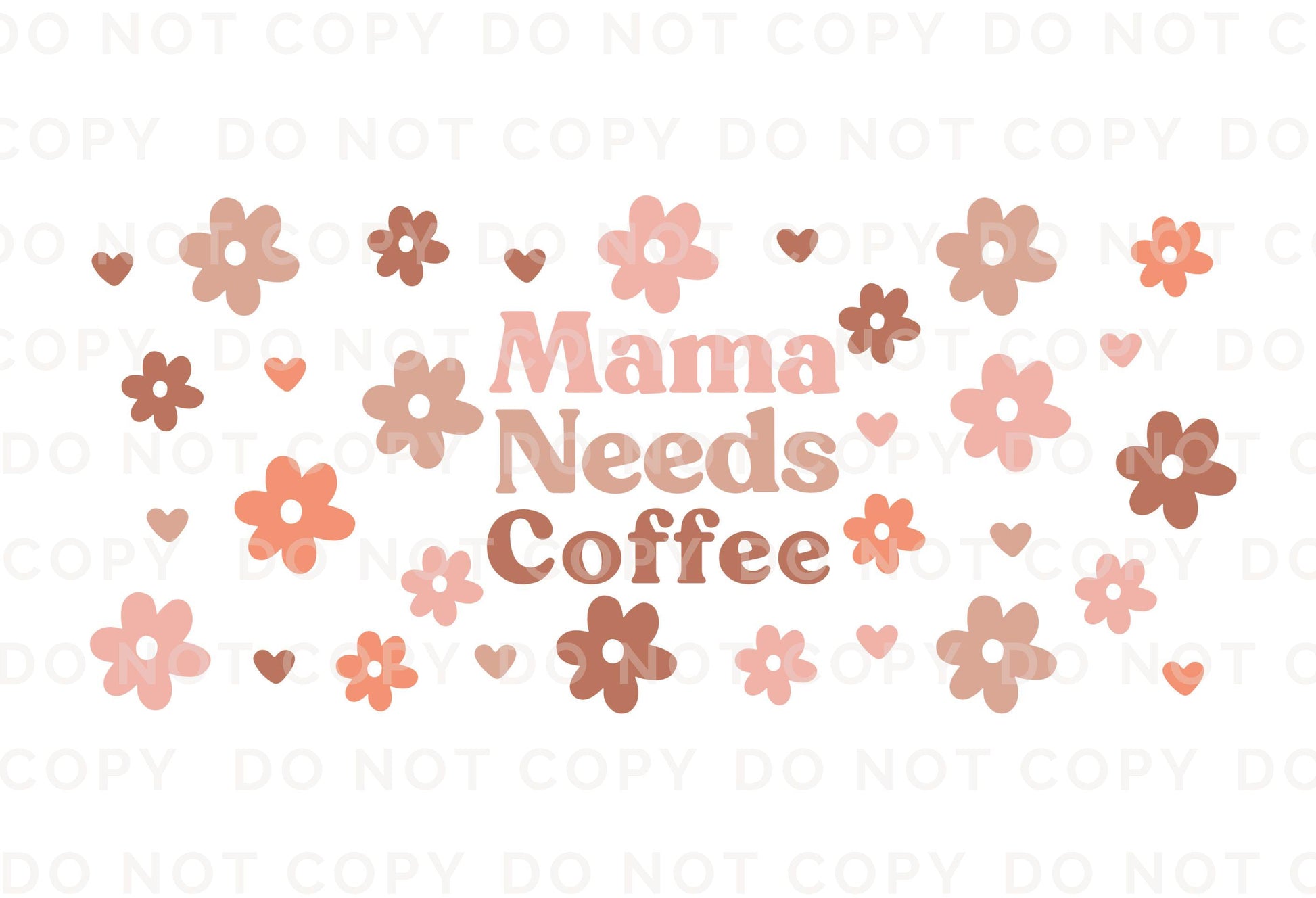 Mama Needs Coffee UV DTF Libbey 16oz Cup Wrap Sticker, Ready to Apply, No Heat, Permanent Adhesive, Waterproof, Glass Can, Hearts, Mom Life