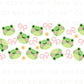 Kawaii Frog UV DTF Libbey 16oz Cup Wrap Sticker, Ready to Apply, No Heat, Permanent Adhesive, Waterproof, Glass Can, Coquette Frogs and Bows