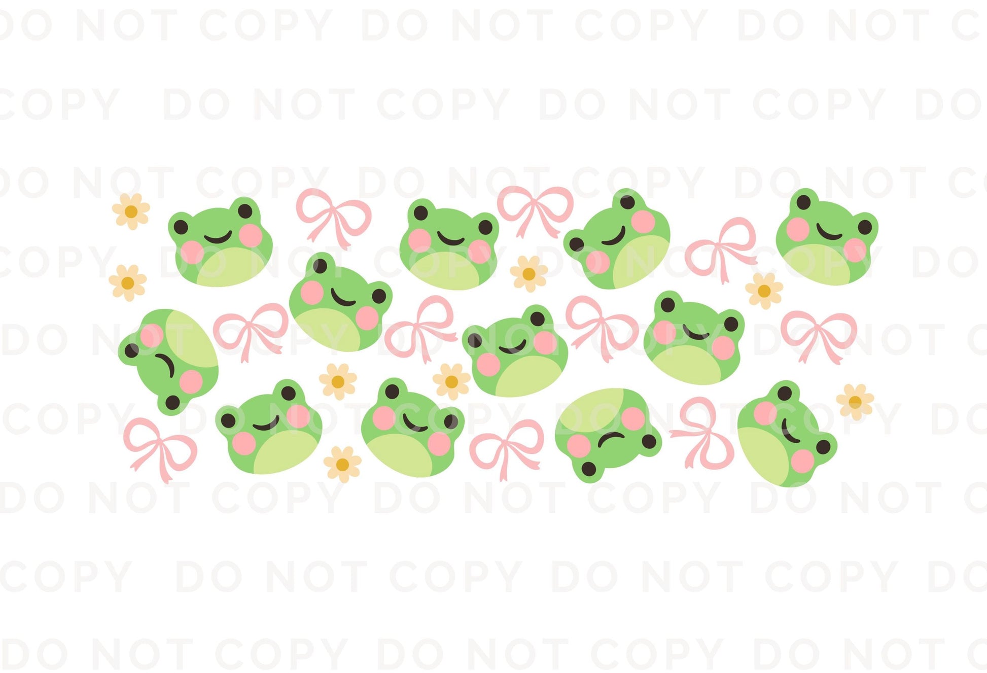 Kawaii Frog UV DTF Libbey 16oz Cup Wrap Sticker, Ready to Apply, No Heat, Permanent Adhesive, Waterproof, Glass Can, Coquette Frogs and Bows