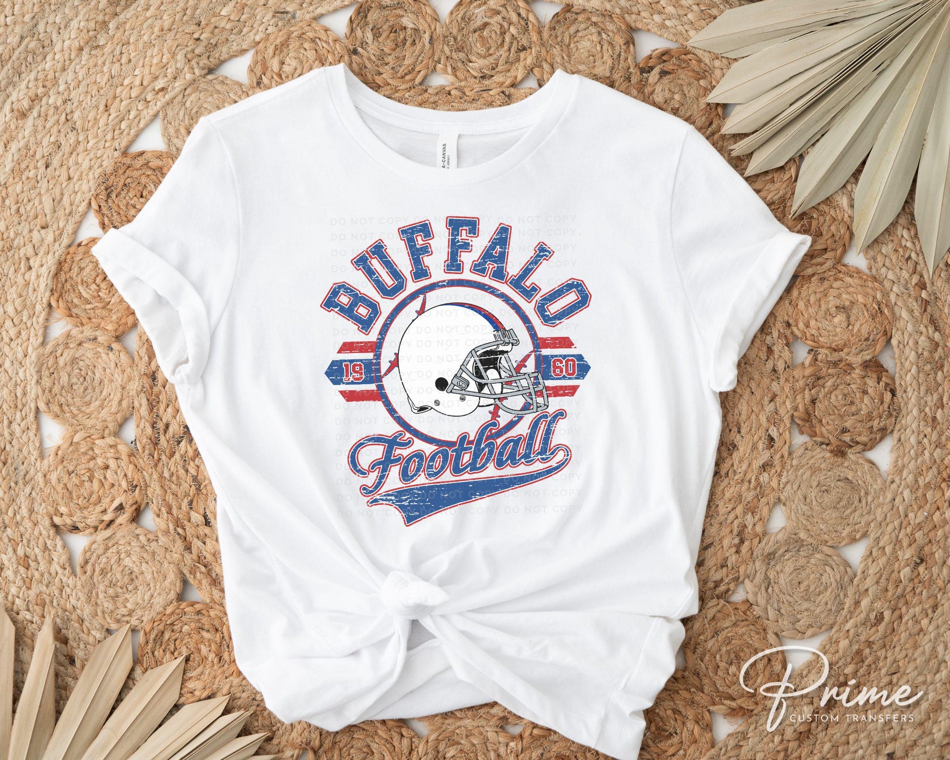Football DTF Transfers, Ready to Press, T-shirt Transfers, Heat Transfer, Direct to Film, Sports, Full Color, Distressed, Buffalo, New York